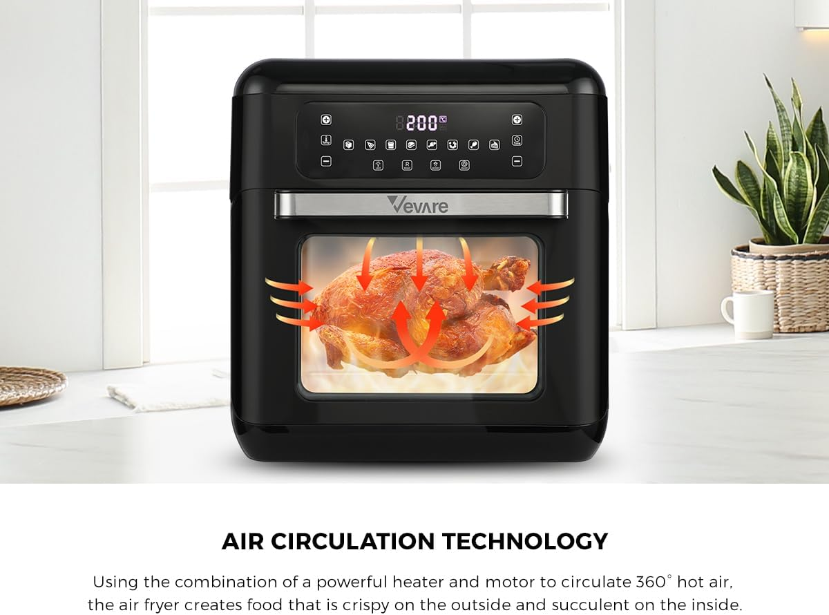 Vevare 12L Air Fryer Oven with LCD Touch Control 1500W Oil Free Air Fryer Cooker for Kitchen image number 1