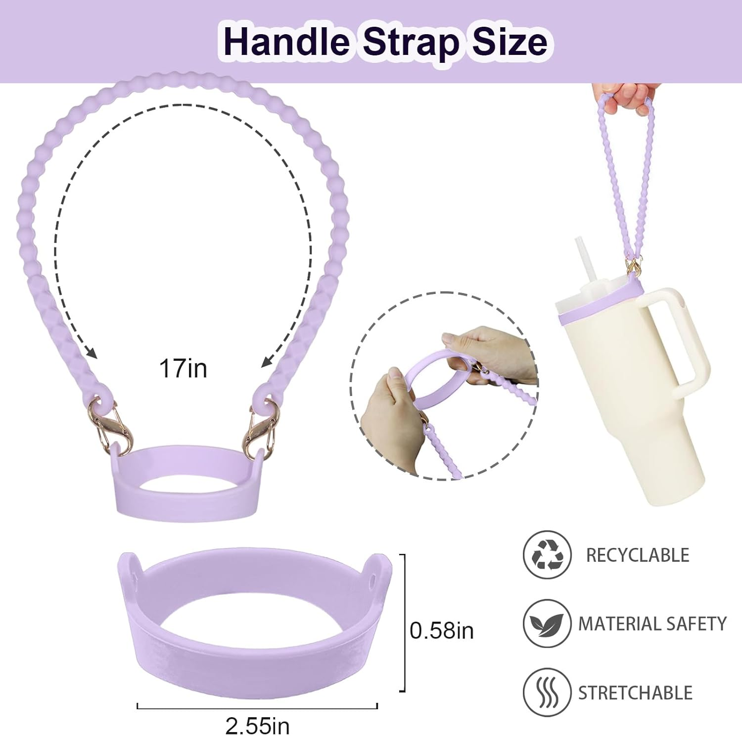 Stanley Cup Accessories Set 30&40 Oz, Includes 0.4In Straw Covers, Water Bottle Handle Strap, Cute Stanley Charms and Silicone Boot. image number 4