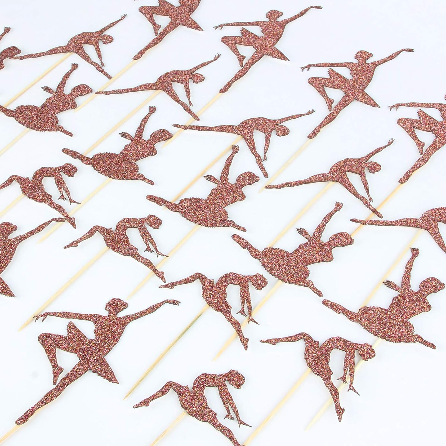 Monmon & Craft 24 Pcs Ballerina Cupcake Toppers for Girl Birthday / Welcome Baby Girl / Girl'S 1St Birthday Party Cake Decorations / Rose Gold Glitter Ballet Girl Cupcake Toppers image number 2