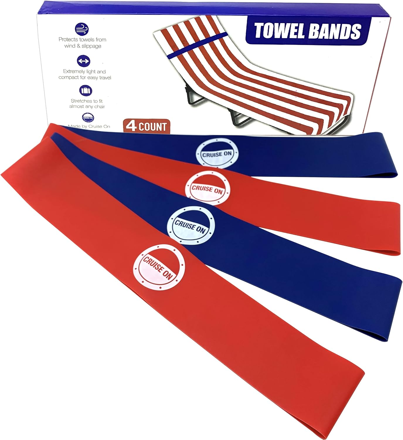 Towel Bands (4 Pack) - the Better Towel Chair Clips Option for Beach, Pool & Cruise Chairs in 2023, 2024 & 2025