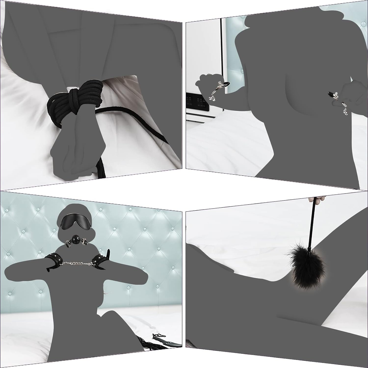 10 Juegos De Juguetes Sexuales Para Parejas, Juego De Herramientas S&M, Juego De Cama Ajustable, Juguetes Sexuales Para Parejas De Hombres, Ajustables Y C&oacute;modos, Adecuados Para Parejas Y Principiantes, Color Negro image number 3