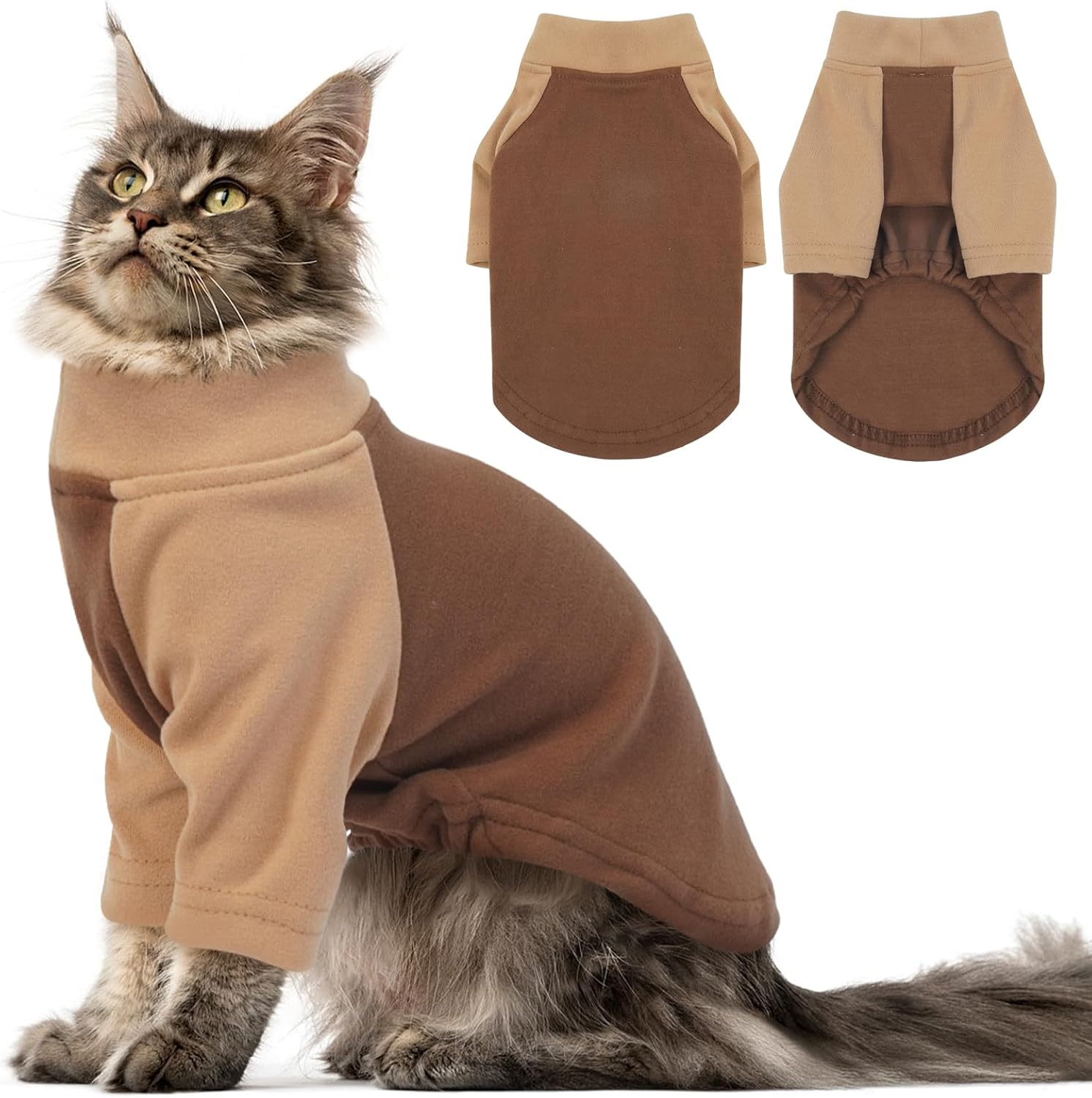 DENTRUN Cat Jumper, Cat Sweater, Cat Fleece, Cat Warm Coat, Cat Pajamas, Hairless Cat Outfit, Cat T Shirt, Cold Weather Cat Pullover,Cat Cloth image number 2