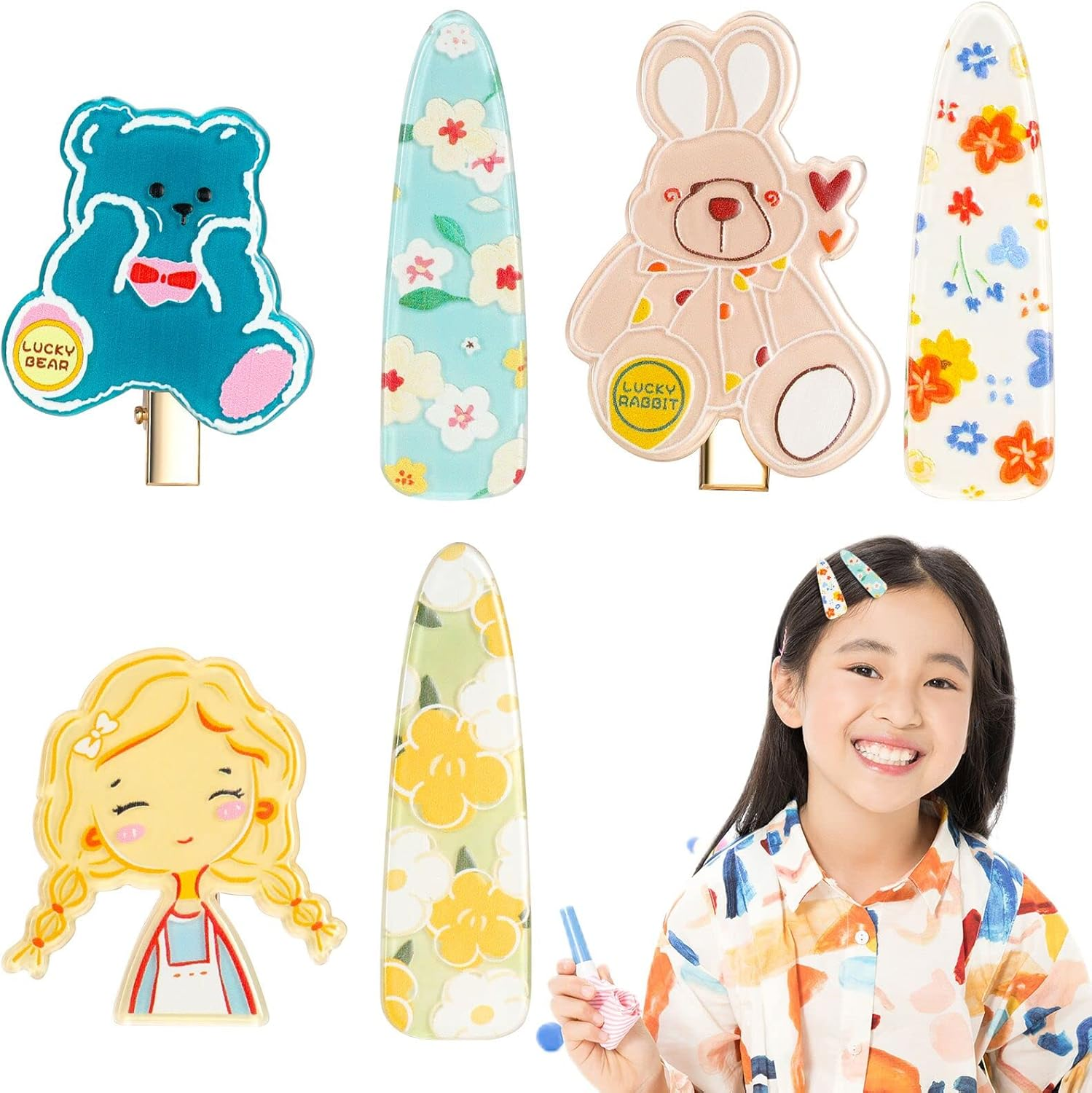 Girls Hair Clips Cartoon Hair Clips Cute Hair Clips for Girls Kids Pack of 6 image number 4