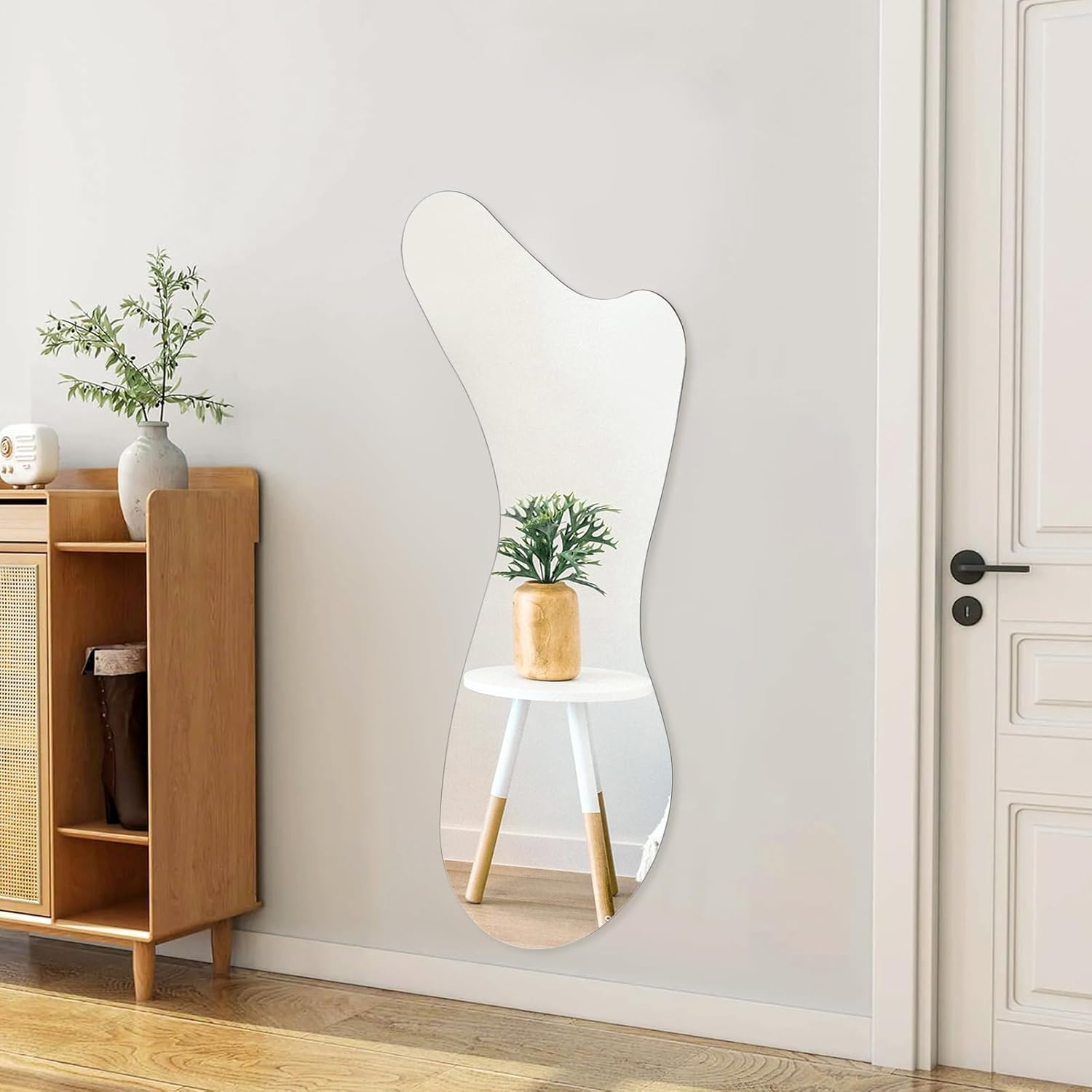 BST FURNH Whale Mirror 44X21 Inch Irregular Wall Mirror,Frameless Wall Mirror,Bedroom Living Room Bathroom Wall Mirror,Irregular Mirror image number 1