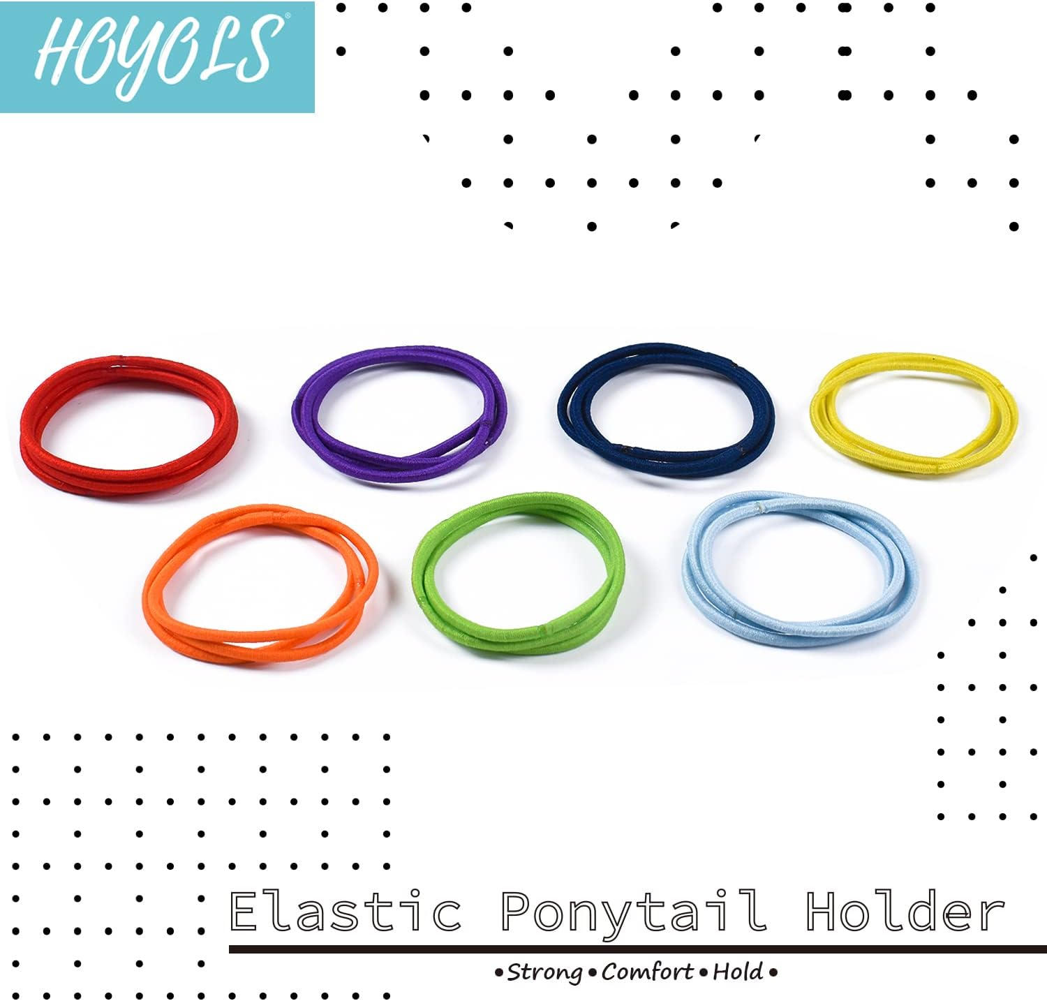 HOYOLS Hair Elastics Bands, No Metal Chakra Color Hair Ties Colored Ponytail Holder No Snag for Girls Women 2Mm - 7 Hues 84 Count image number 4