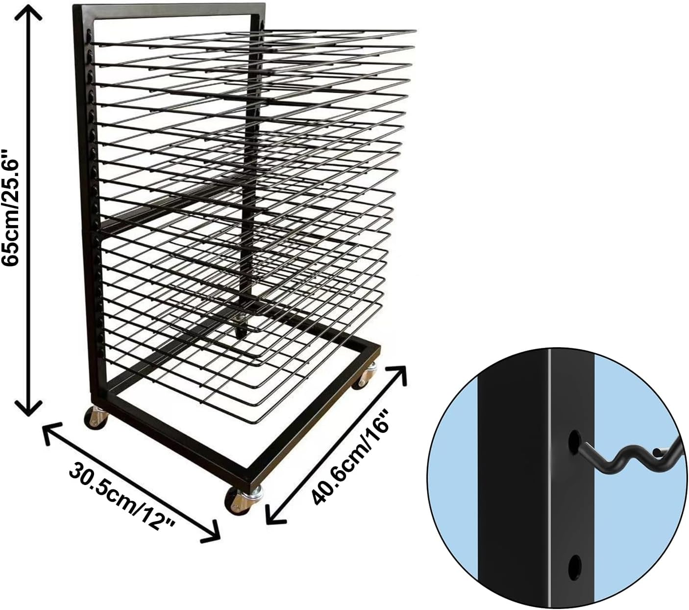 HOOMFIT Portable Art Storage Rack,Painting Drying Rack, 18 Removable Shelves Art Drying Rack with Lockable Wheels image number 3