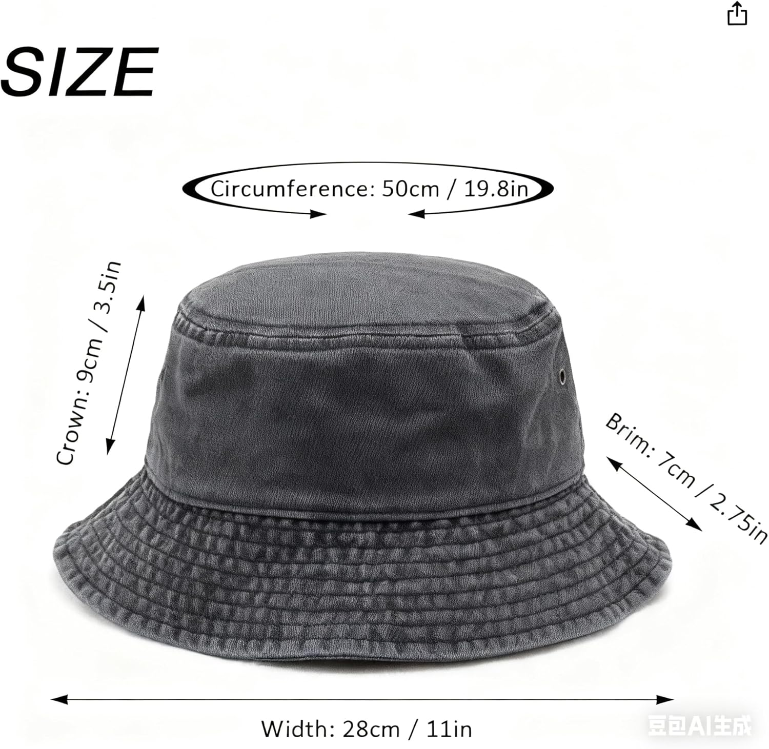 LINKPEACE Vintage Solid Colored Bucket Hat for Women, Cotton Sun Hat UV Protection Travel Summer Beach Hat Gray image number 2