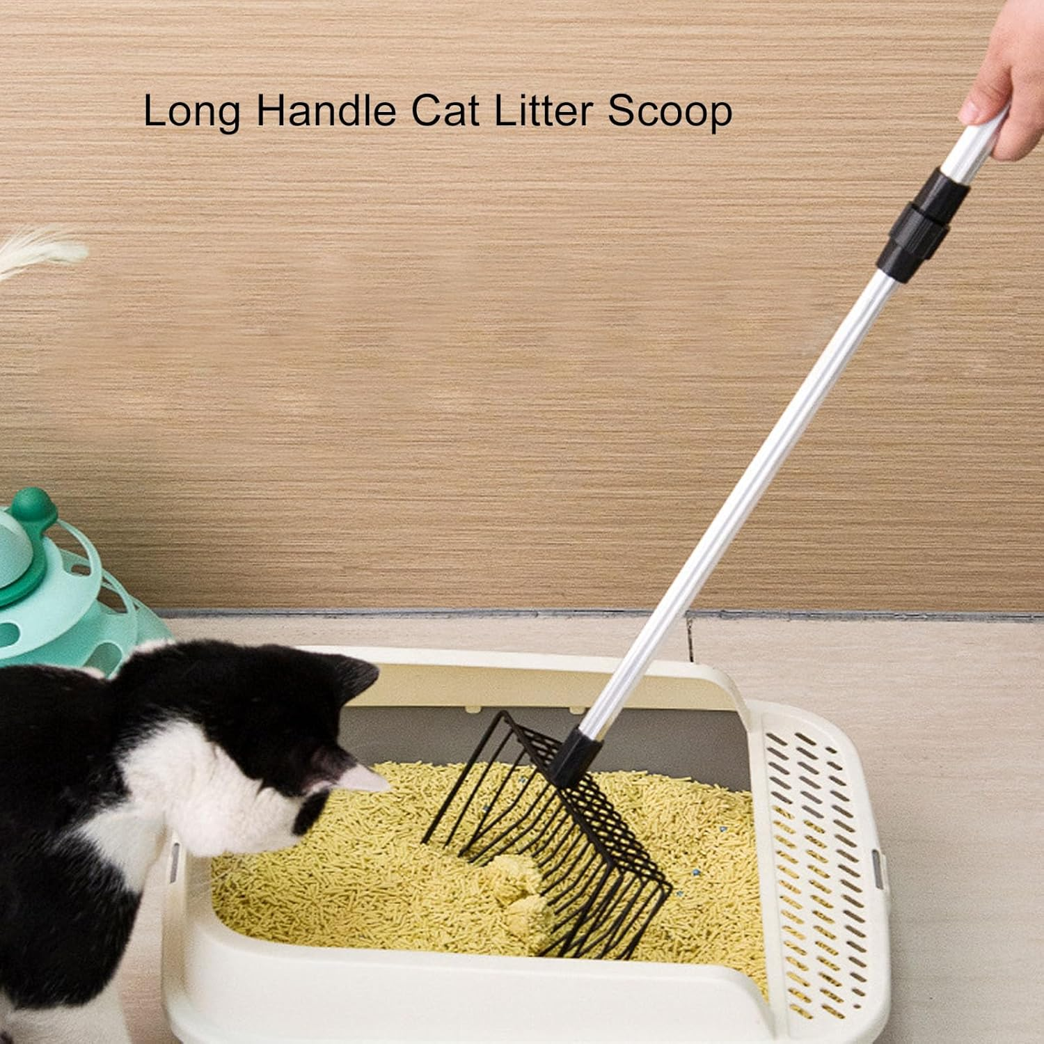 Chicken Poop Scooper, Cat Litter Scoop Metal with Adjustable Handle, Litter Scoop, Pet Cat Litter Scoop for Crawling Pets, Rutin Chicken, Small Hamsters (Model a 2 Section Handle) image number 1