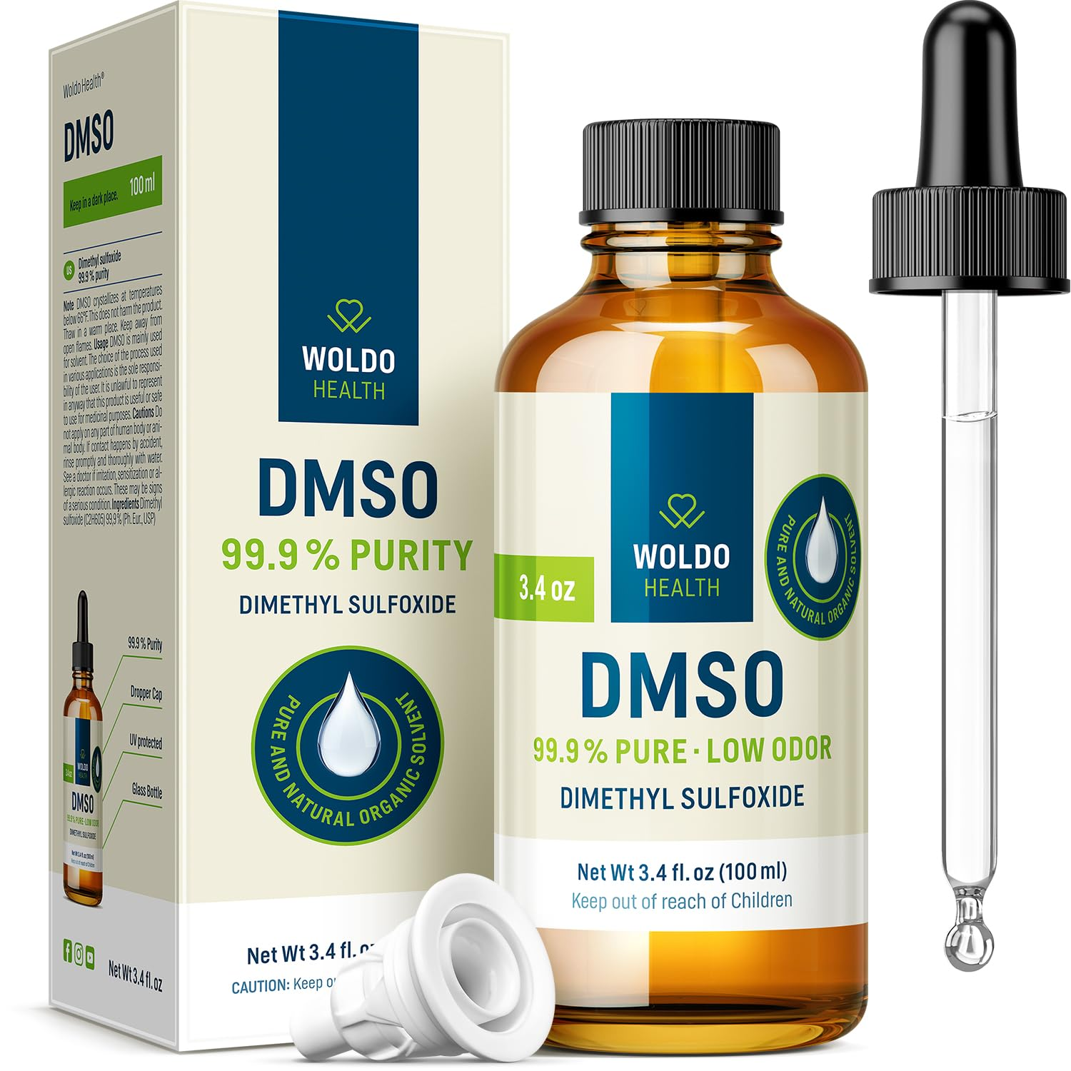 DMSO Pharmaceutical Grade with 99.9% Purity & Low Odor - 3.38Oz (Dimethyl Sulfoxide) Glass Bottle with Dropper image number 2