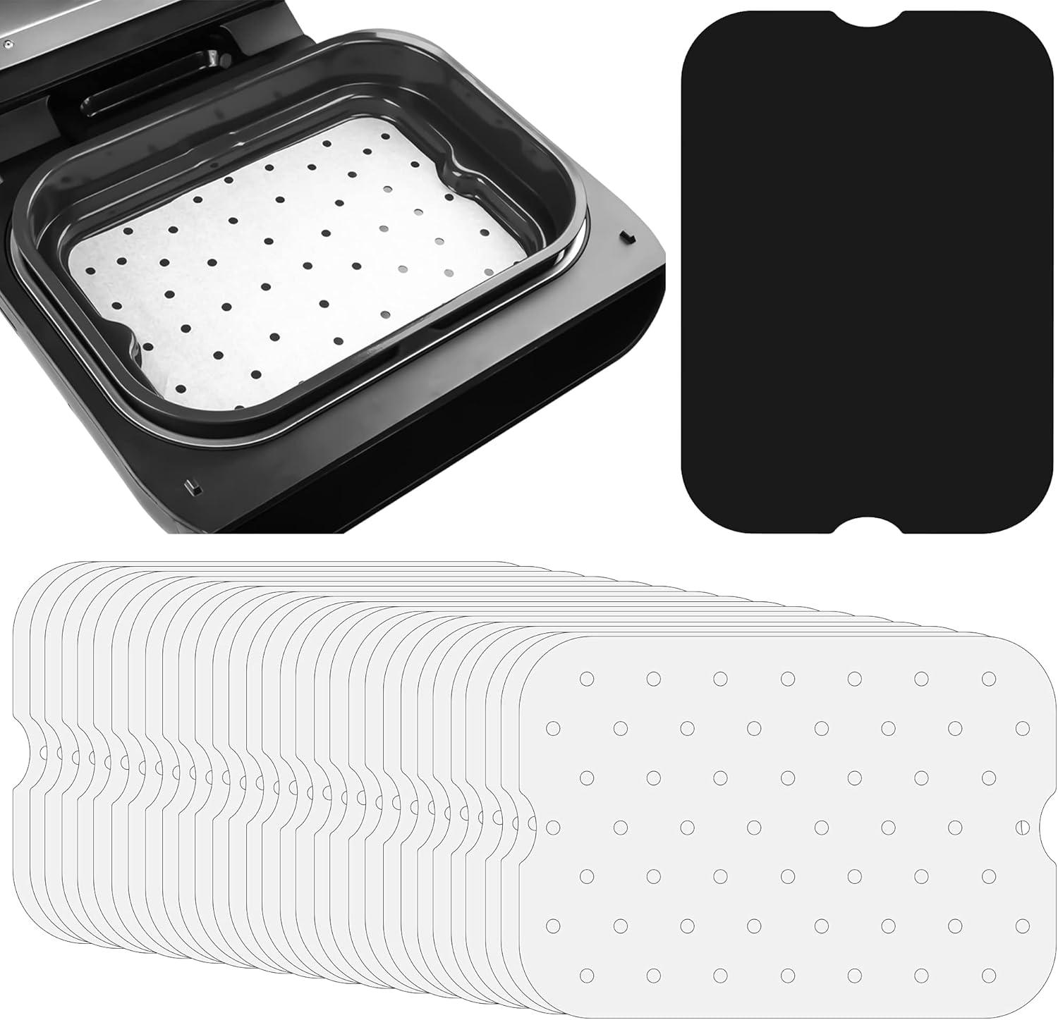 INFRAOVENS Air Fryer Parchment Paper Liners for Ninja Foodi XL Smart FG551 6-In-1 Indoor Grill, Ninja Foodi Accessories, Air Fryer Liners and Reusable Heat Resistant Mat, Air Fryer Accessories By image number 3