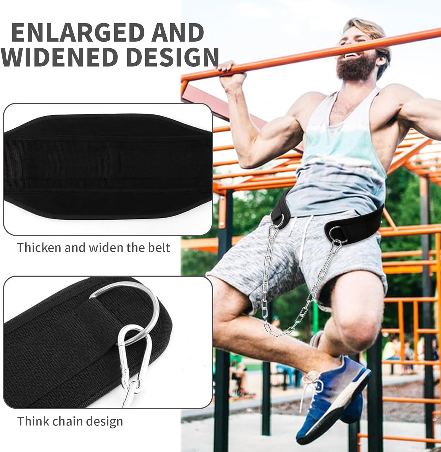Rhoyee Weightlifting Dip Belt with 36" Steel Chain &ndash; Adjustable Gym Belt for Pull-Ups, Dips & Squats &ndash; Weight Belt for Strength Training & Bodybuilding image number 5