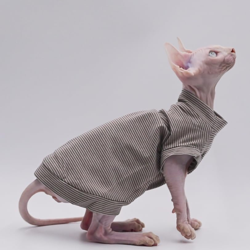 Cotton Sphynx Cat Clothes Spring and Summer Thin High Elasticity Devon Rex, Konish Clothes Hairless Cat Clothes Cat Apparel for Small Cats and Dogs (Brown, Xx-Large) image number 3