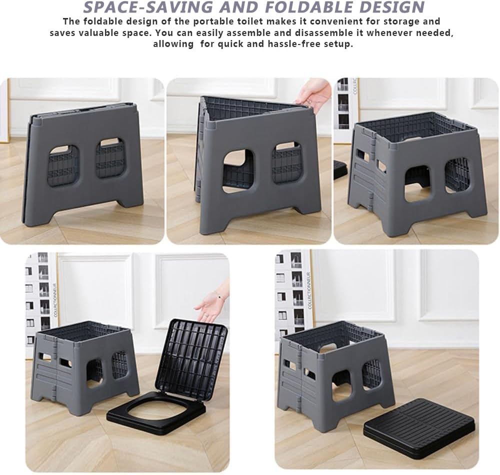 Portable Camping Toilet for Adults - Foldable Travel Potty with Sealing Lid, Supports up to 75Kg, Waterproof, Lightweight Design for Camping, Hiking, Boating, Car Trips and Emergency Use