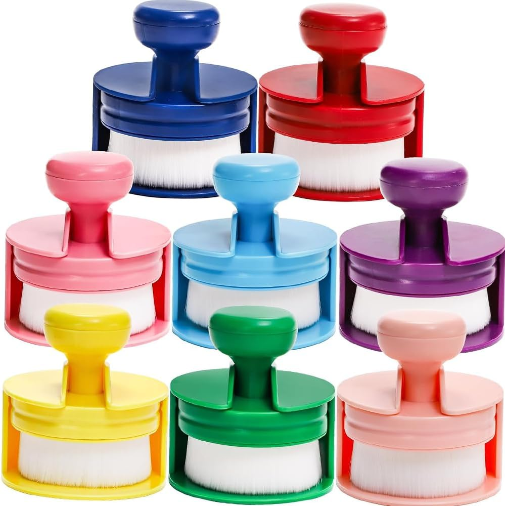 8 Color Flat Head Ink Blending Brushes, White Soft Bristle Handmade Ink Blending Brush Set, round with Colorful Handles, Suitable for Card Making, Scrapbooking, Printing, Painting and Drawing. image number 4