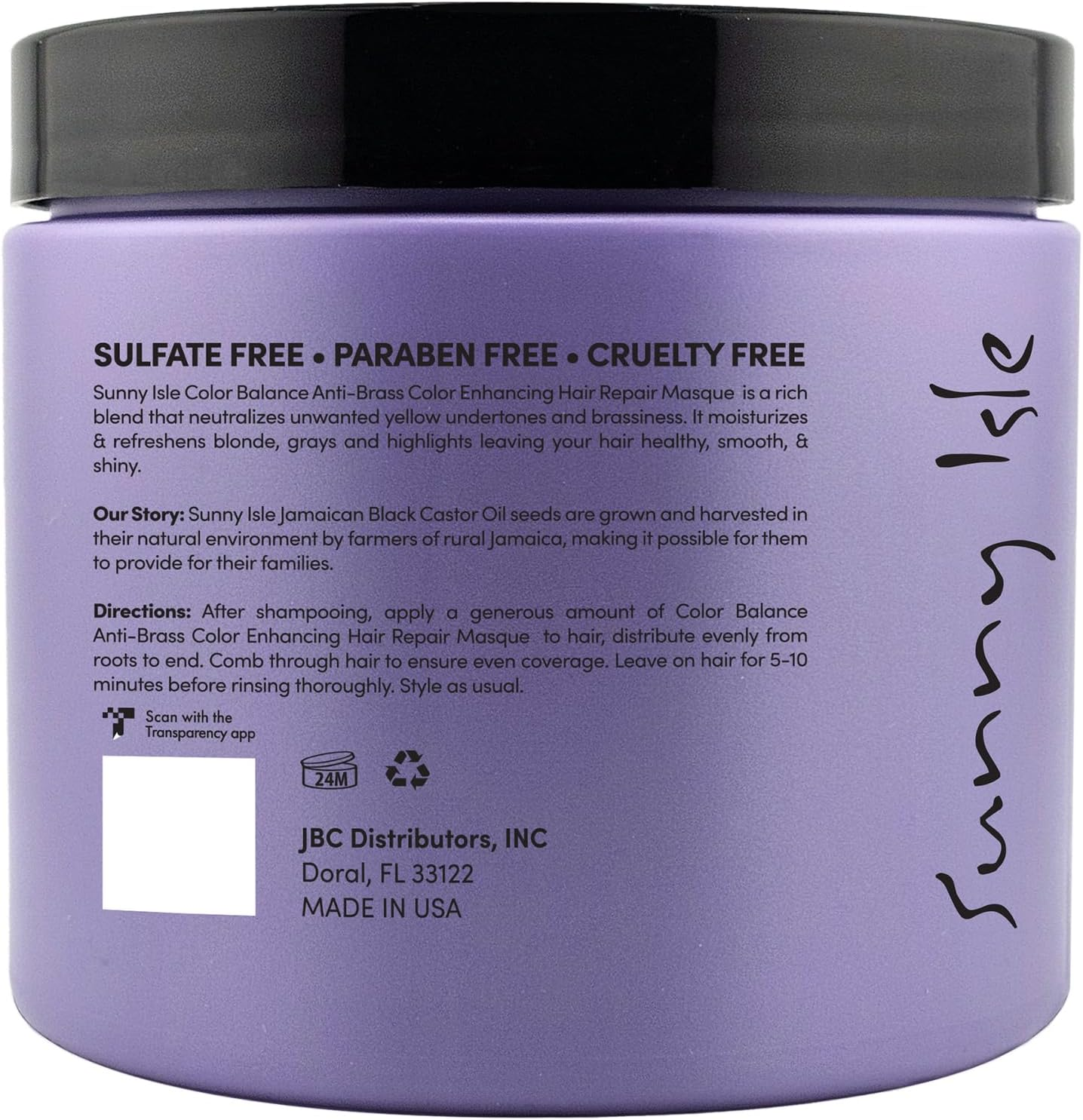 Sunny Isle Anti-Brass Color Enhancing Purple Hair Repair Masque 16Oz | Neutralizes Yellow Undertones & Brassiness image number 2