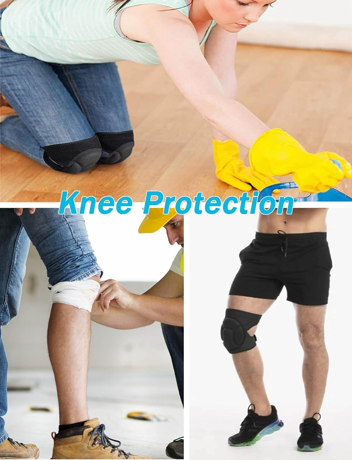 Rolxmed Knee Pads EVA Sponge Cushioned Adjustable, Collision Avoidance Brace for Sports and Kneeling Work Gardening Housework and Maintenance for Men Women (L, 2Packs)