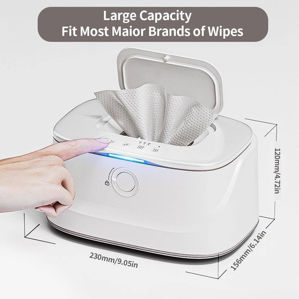 Baby Wipe Warmer, Innovative Spring Design,Large Capacity Wipes Dispenser and Diaper Wipe Warmer with Night Light, Fast and Even Heating, Temperature Display, 3 Modes of Temperature Heating Control image number 6