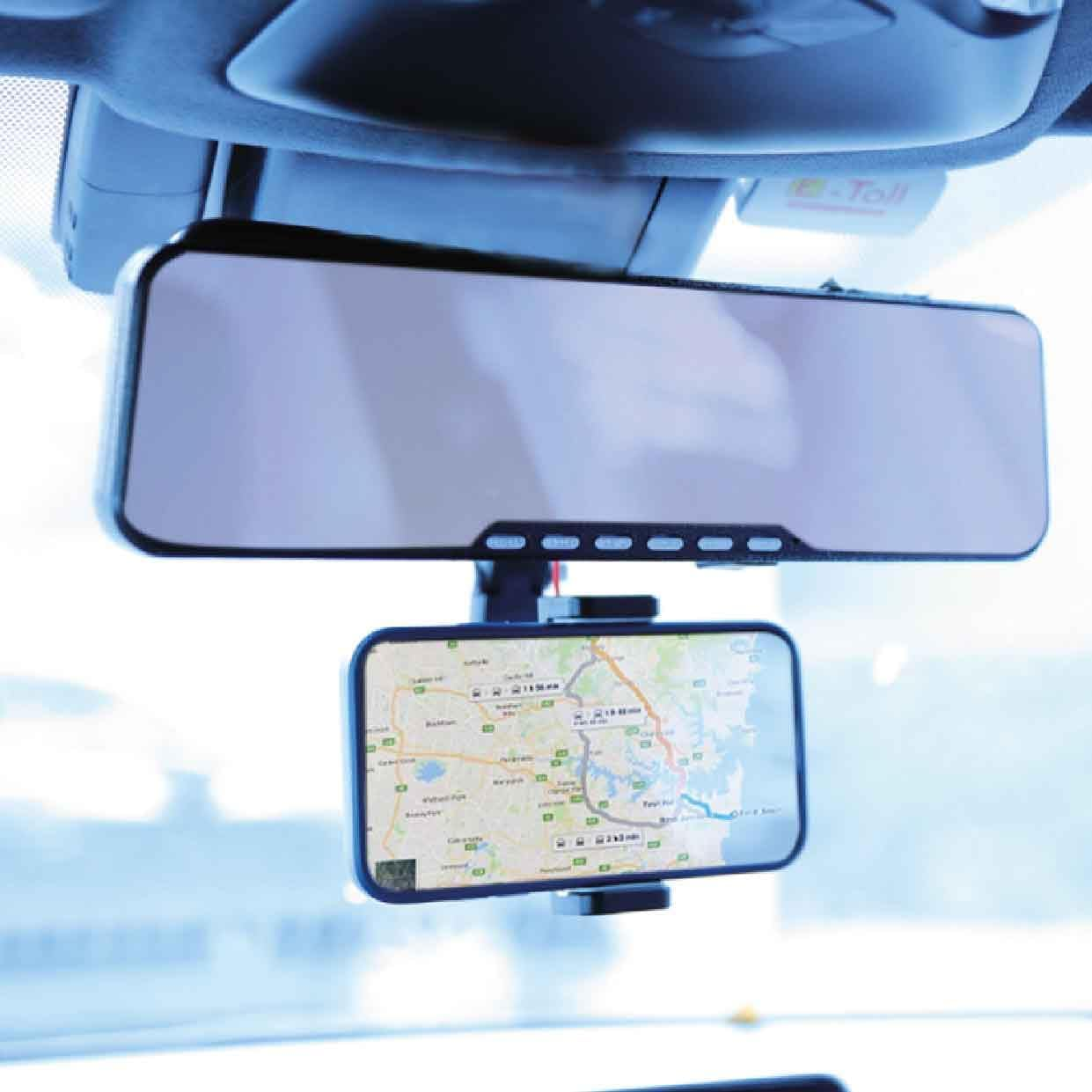 Laser Phone Holder Rear Vision Mirror Mount, In-Car, Smartphone, Clamp, Adjustable image number 1