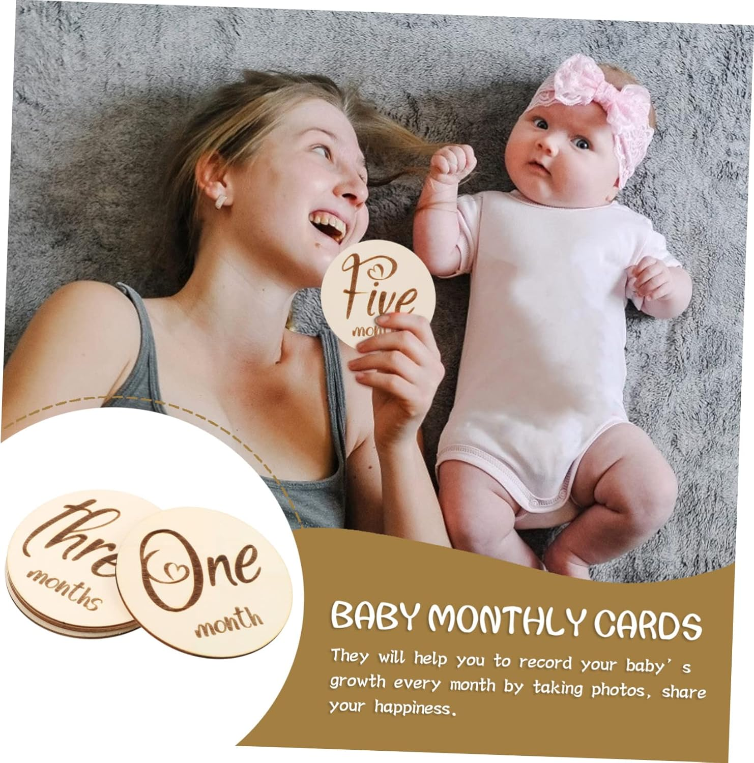 6Pcs Birth Commemorate Cards Milestone Cards Unique Designs for Newborn Boy Girl Milestones image number 4