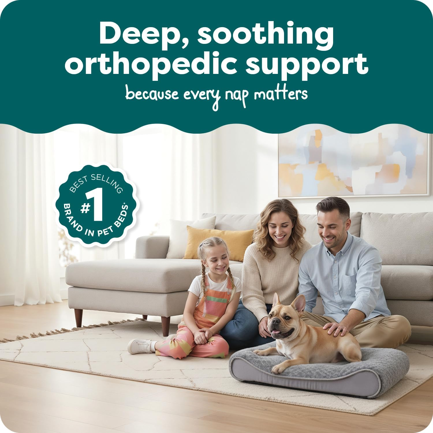 Furhaven Pet Dog Bed | Orthopedic Ultra Plush Luxe Lounger Pet Bed for Dogs & Cats, Gray, Medium