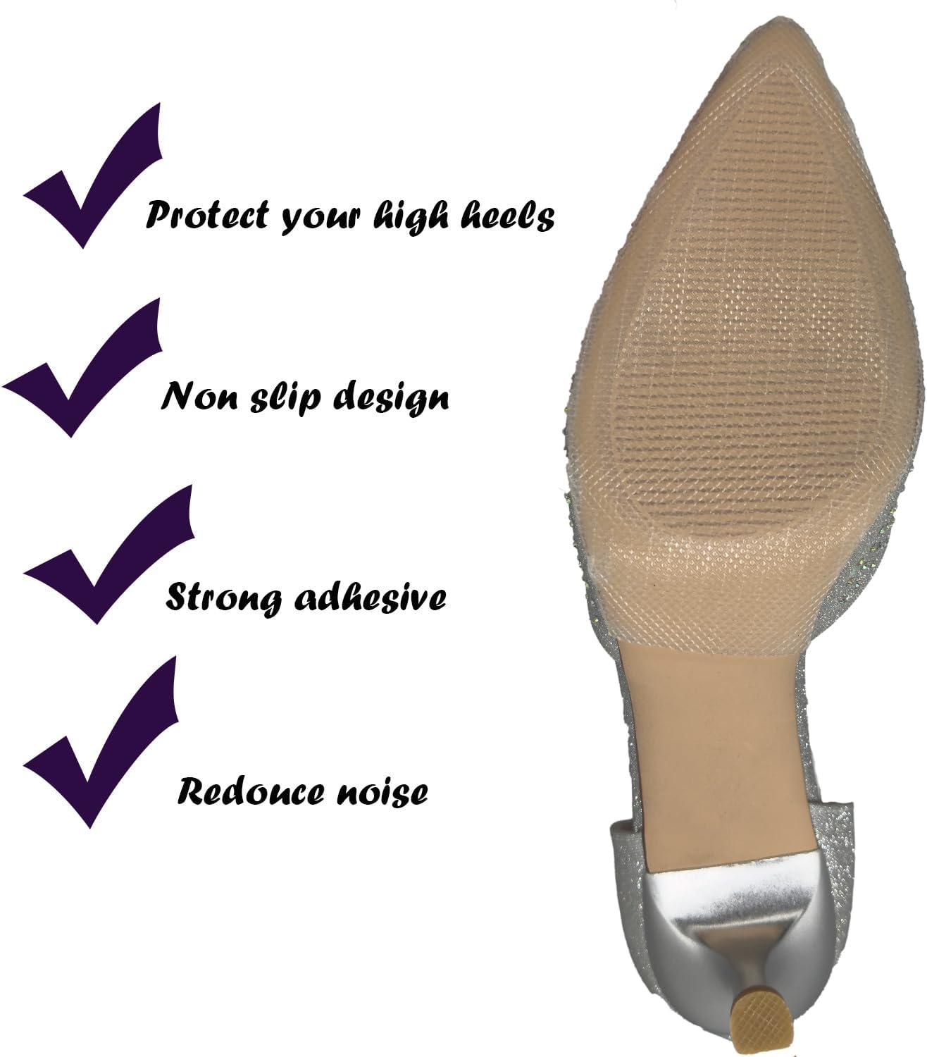 ZBLGO Shoe Sole Protectors Non-Slip Shoe Sole Pads Shoe Bottom Protector Shoes Cushion for High-Heels Leather Shoes Clear 2Pcs - Beige image number 2