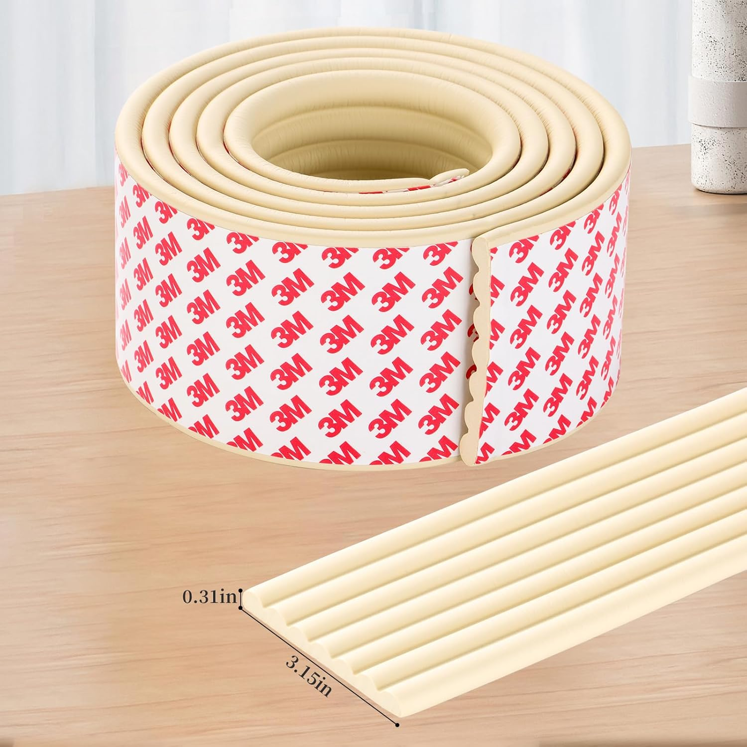 Corner Protector for Baby, Widen Edge Protector with Adhesive Backing, Baby Proofing Edge Corner Protector Self Adhesive Furniture Corner Guard Bumper for Table, Desk, Fireplace (White, 6.6Ft) image number 7