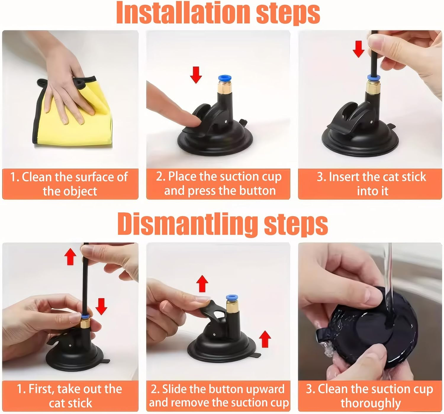 Cat Wand Toy Set 12 Pcs, Interactive Feather Cat Toys with Bell for Indoor Play, Exercise & Self-Entertainment, 2 Play Modes, Reusable Suction Cup Kitten Wand for Active Felines image number 3