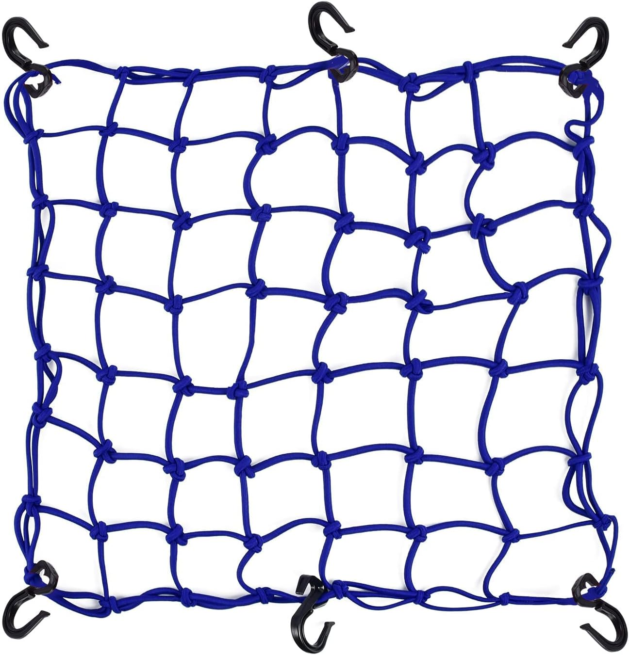 Small Cargo Net 15"X15" Stretches to 30"X30" with Thicken Hooks | Natural Latex Core, Tight 2&rdquo;X2&rdquo; Mesh Heavy Duty Bungee Net for Motorcycle Helmet, Bike, ATV, UTV, Luggage