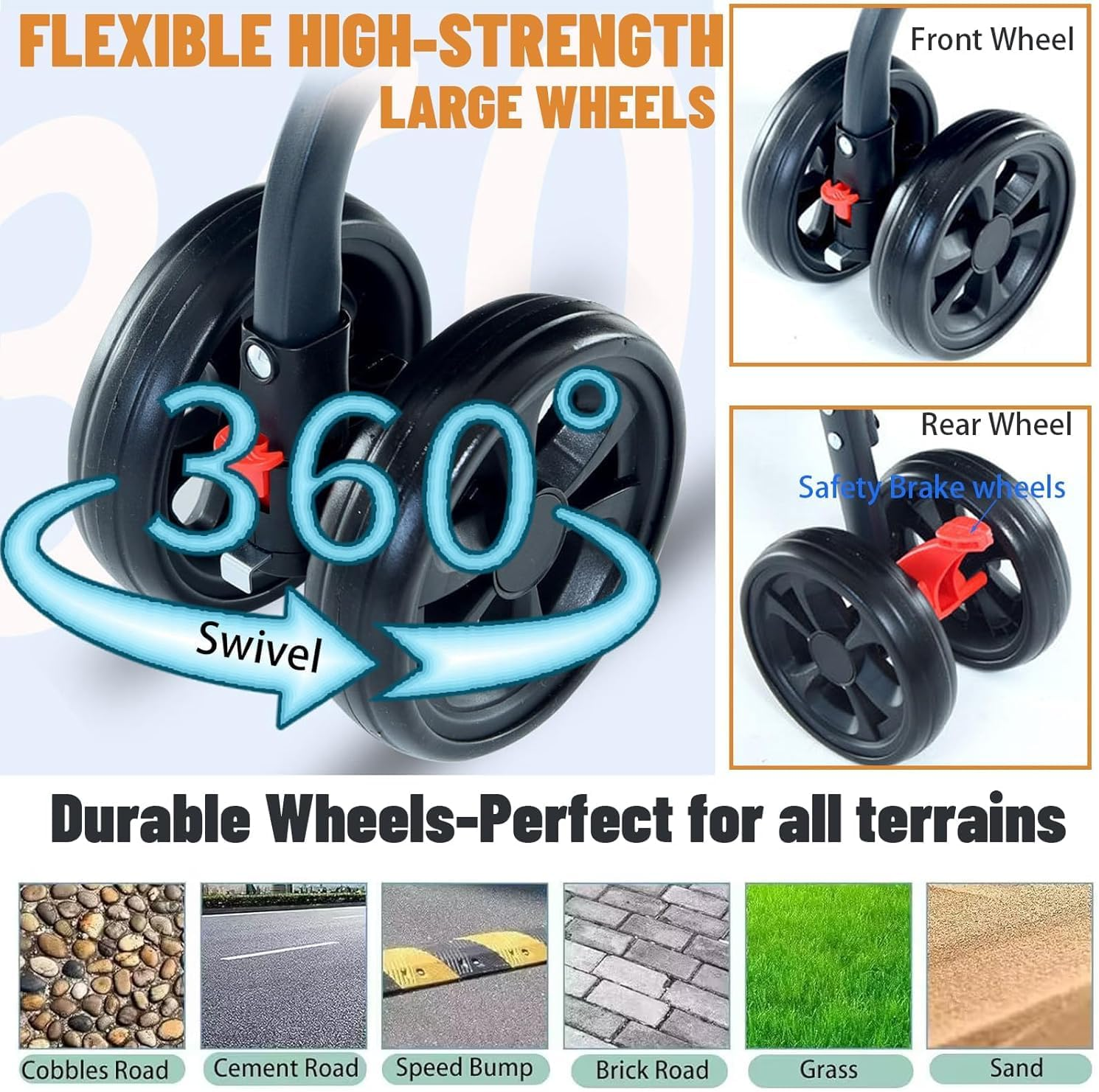 Large Pet Stroller - Dog Cat Carrier Pushchair, Foldable Pram 4 Wheels Black, Detachable Design Baby Pet Stroller, Removable and Washable Padded image number 2