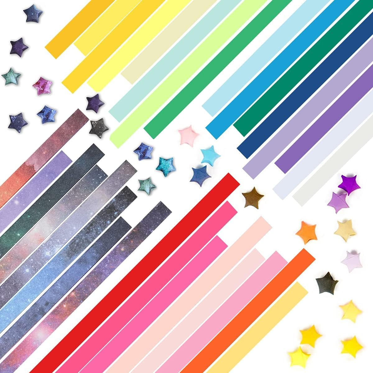 Stars Papers, 24 * 1CM 1910 Sheets Lucky Origami Stars for DIY Paper Arts Crafts (Candy and Starry Sky Gradient) image number 3