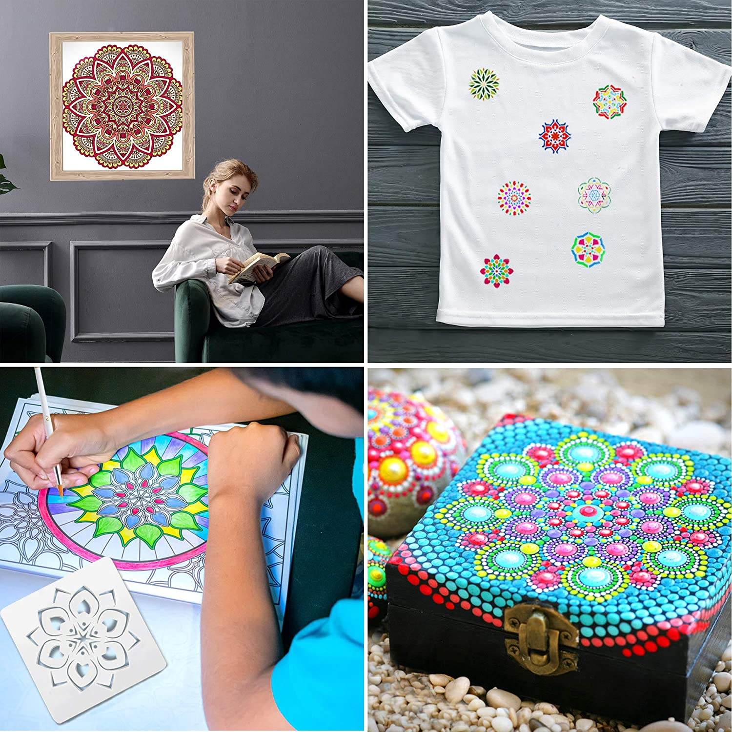 58PCS Mandala Dotting Tools Set with a Blue Zipper Waterproof Storage Bag for Painting Rocks image number 5