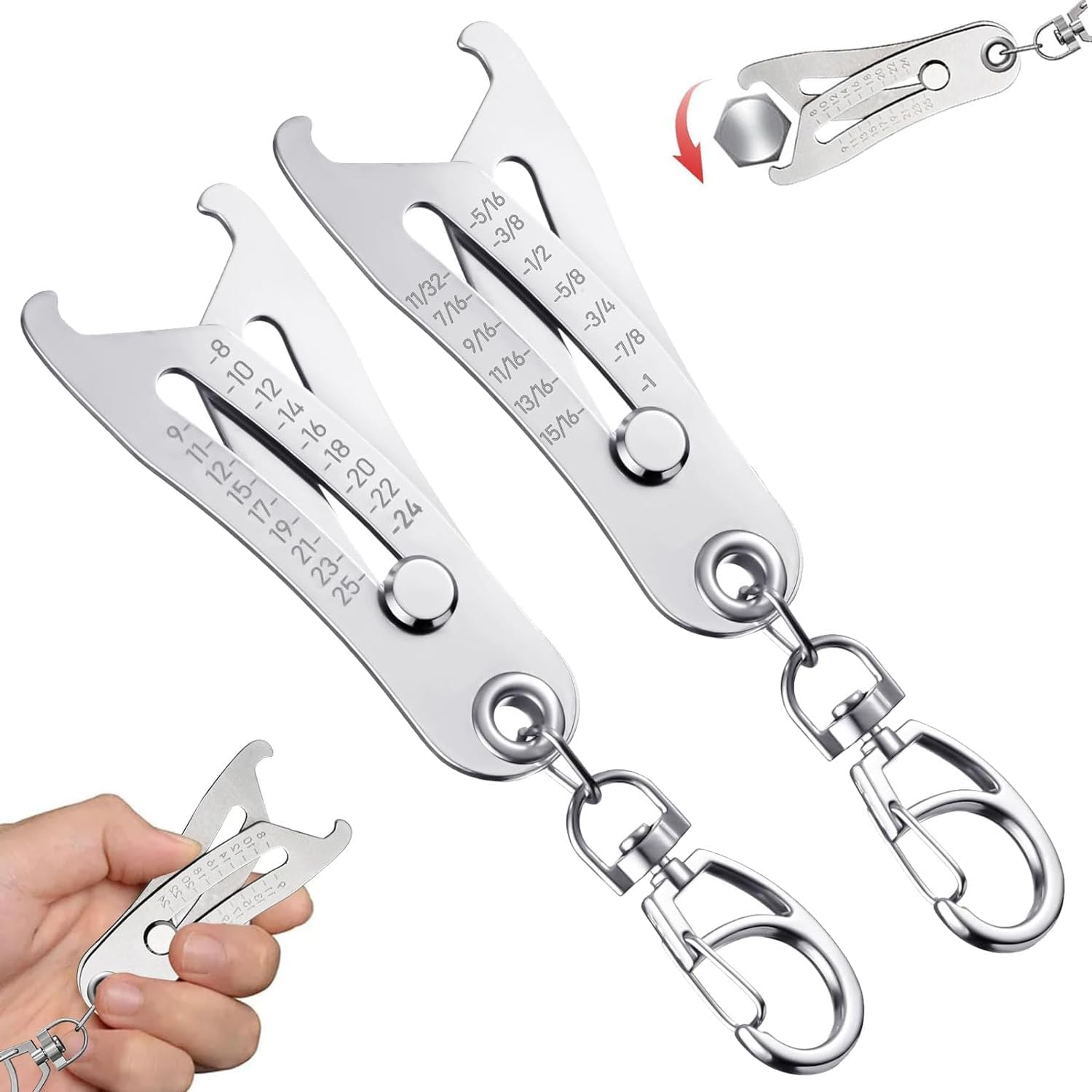 Ionpshg2Pcs Thread Checker Nut and Bolt Thread Checker with Keychain Portable Bolt Size Finder Verification Tool with Inch & Metric Bolt Size Finder Verification Tool for Fast and Precise Measurement image number 4