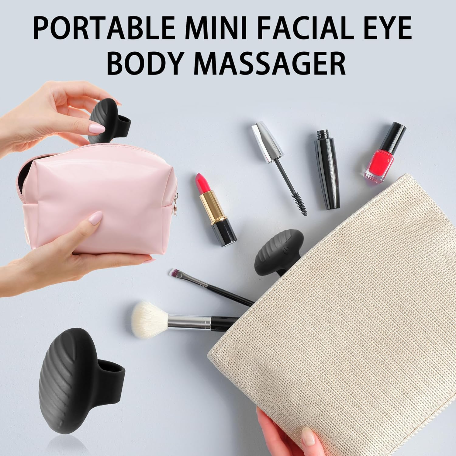 Sex Toys Finger Vibrator Mini Clitoral Stimulation Facial Eye Skin Care Tools 10 Vibration Modes Rechargeable Portable Silicone Massage Body Relax Set Muscles Tighten Anti-Aging Relieve Dark Circles (Black) - Black image number 5