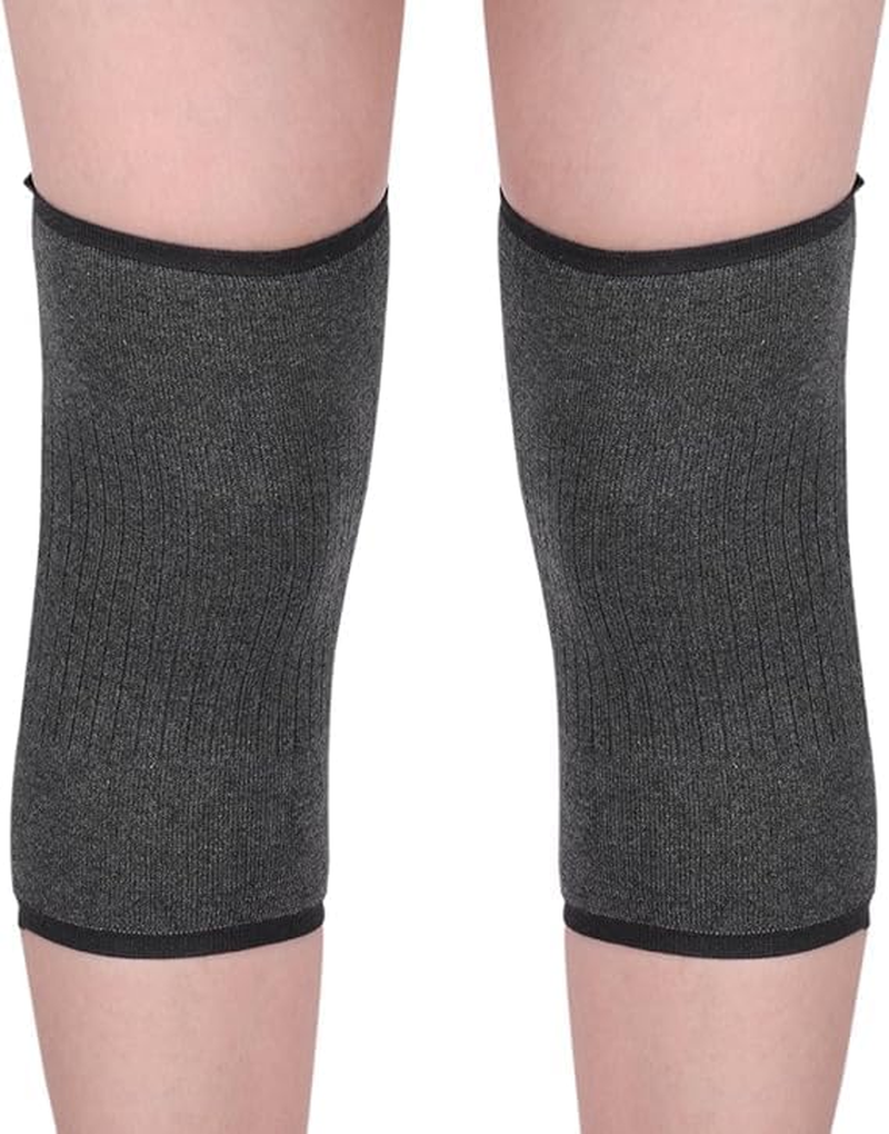 Unisex Gray Cashmere Knee Pads, Thick Elastic Knitted Knee Sleeves for Arthritis Winter Warmth, Bicycle Skiing Running Sports
