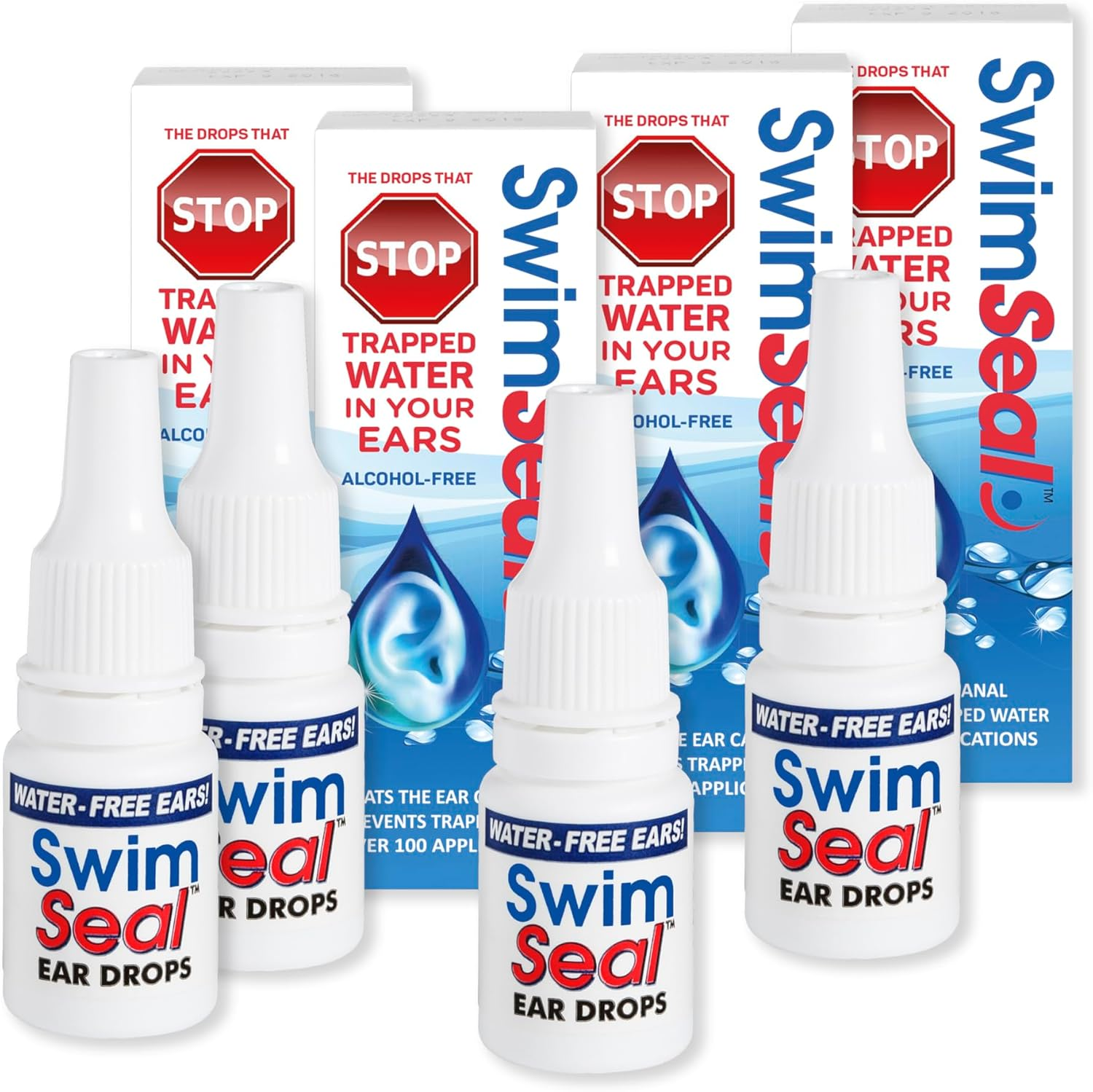 Swimseal&trade; Family 4-Pack All Natural Swimmer'S Ear Drops for Daily Use Rather than Alcohol Drops or Earplugs. the Solution for Your Ears for All Water Exposure for All Ages. image number 4