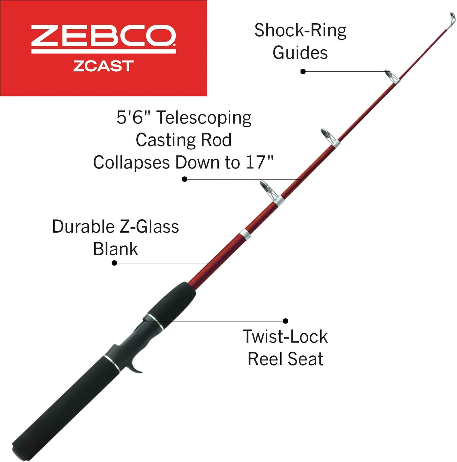 Zebco Z-CAST Casting or Spincast Rod image number 1