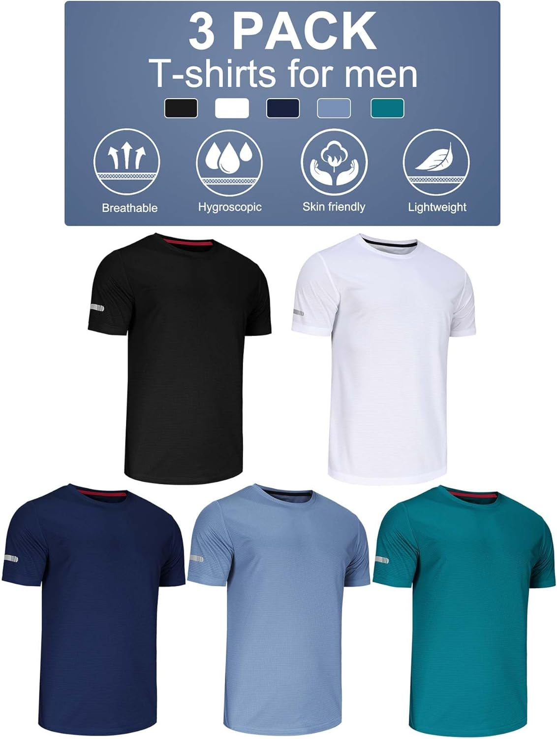 3/5 Pack Men'S T Shirts Gym T Shirts for Men Running Shirts Dry Fit Workout Shirts Training Shirts Exercise T Shirts