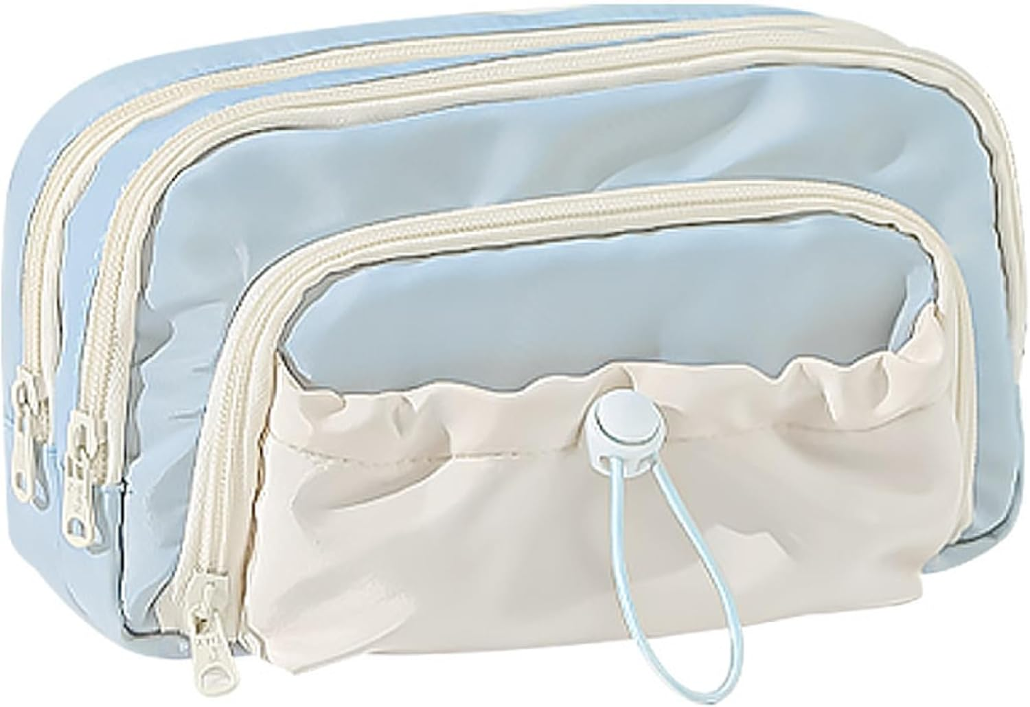 Kawaii Pencil Case, Aesthetic Pencil Case 8.27X5.12X3.94 Large Capacity Pencil Pouch Simply Style Kawaii Pencil Case Blue Pencil Pouch with Zipper Fabric Pencil Bag for Students, Pencil Case image number 6