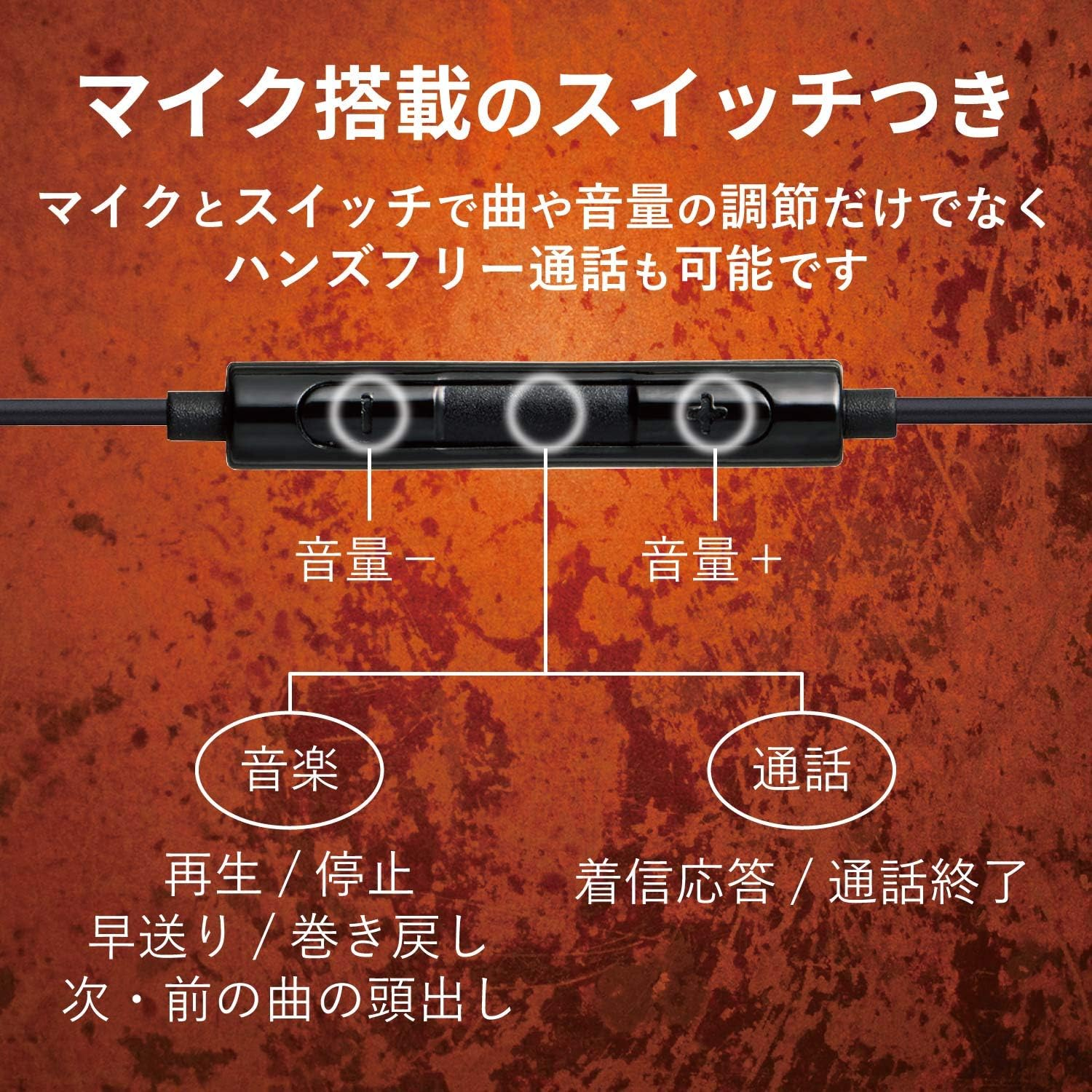 Elecom Stereo Headphone with Microphone, Ear Plug Type, Lightning Black image number 2