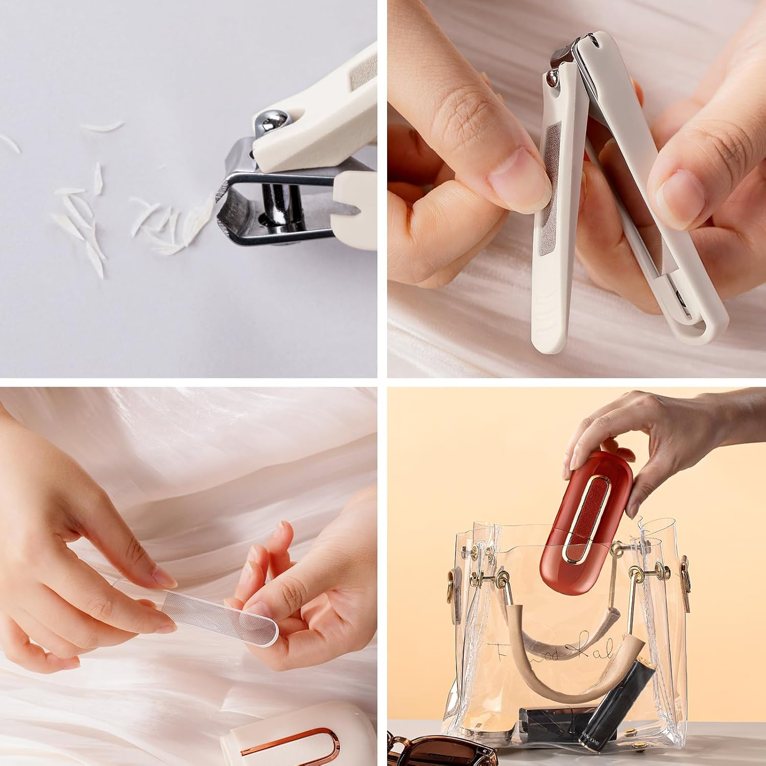 Nail Clippers Set,Stainless Steel Nail Clippers and Toenail Clippers,Anti-Splash Fingernail Clipper with Catcher,Fingernail Cutter for Women and Men.（Red） - White image number 2