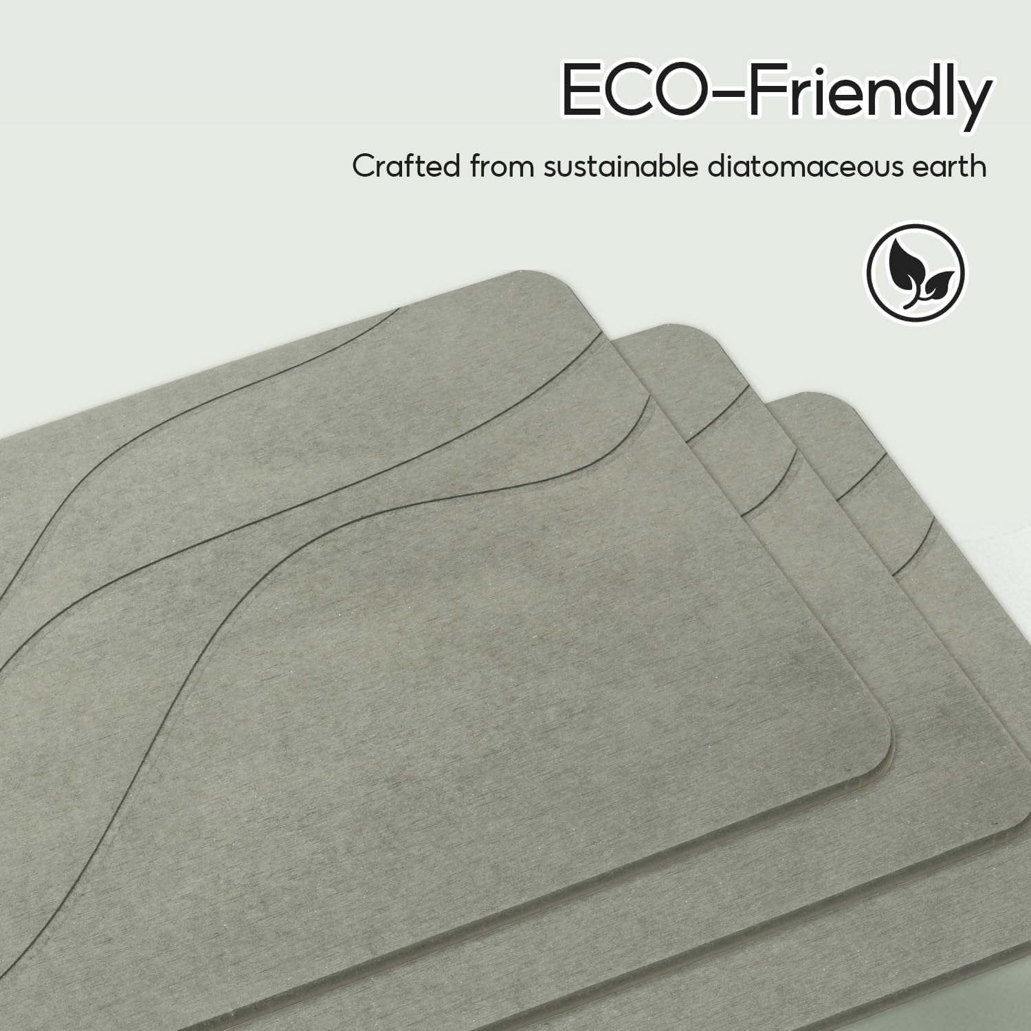 Natureva Home - Stone Bath Mat | Super Absorbent, Quick Dry, Non Slip | Modern Diatomite Bathroom Mats | Made of Natural Diatomaceous Earth (Light Gray, 60 * 40CM, Flat) (Line) image number 5