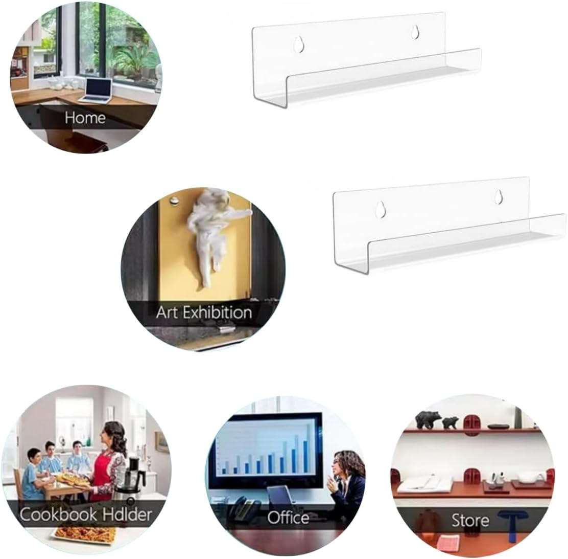 4 Pcs Clear Vinyl Record Wall Mount Shelves,Clear Acrylic Album Record Holder Display, Shelf Mount CD Rack Wall Display, Holder for Album image number 5