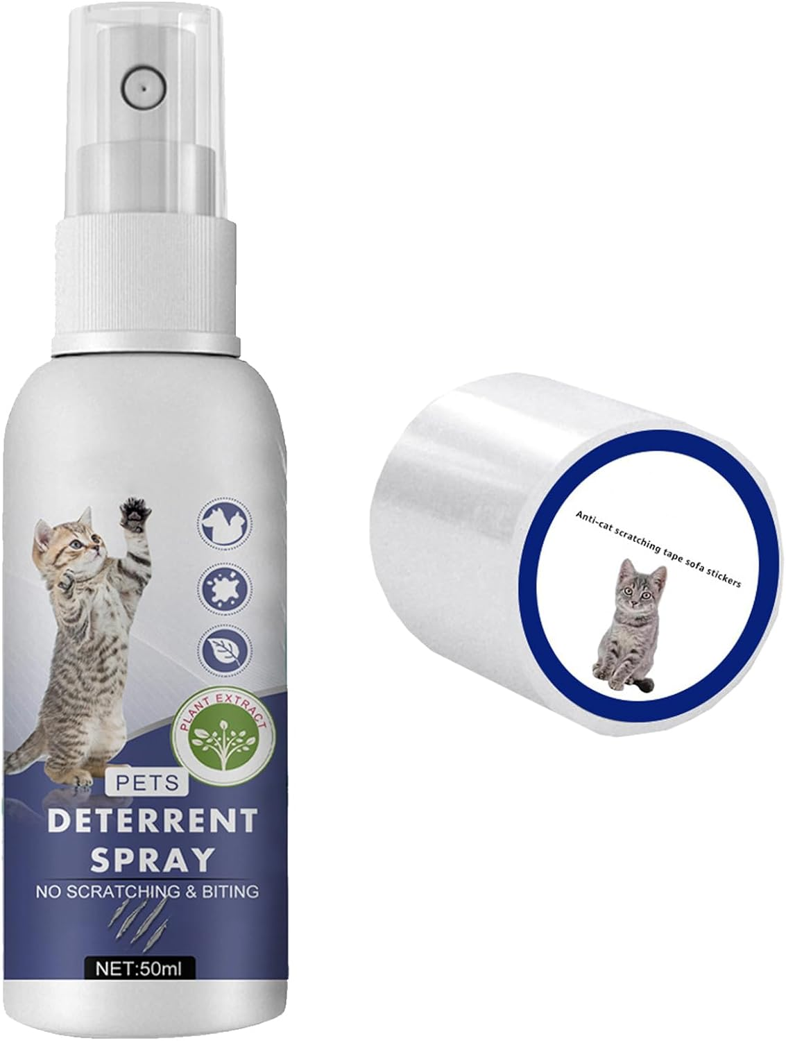 Scratch Protection Spray for Cats, Scratch-Resistant Spray, Scratch Protection for Cats, Dogs, Anti-Scratch Spray for Cats, 50 Ml Cat anti Scratch Spray with Glue on One Side (3 Metres Long and 5 Cm