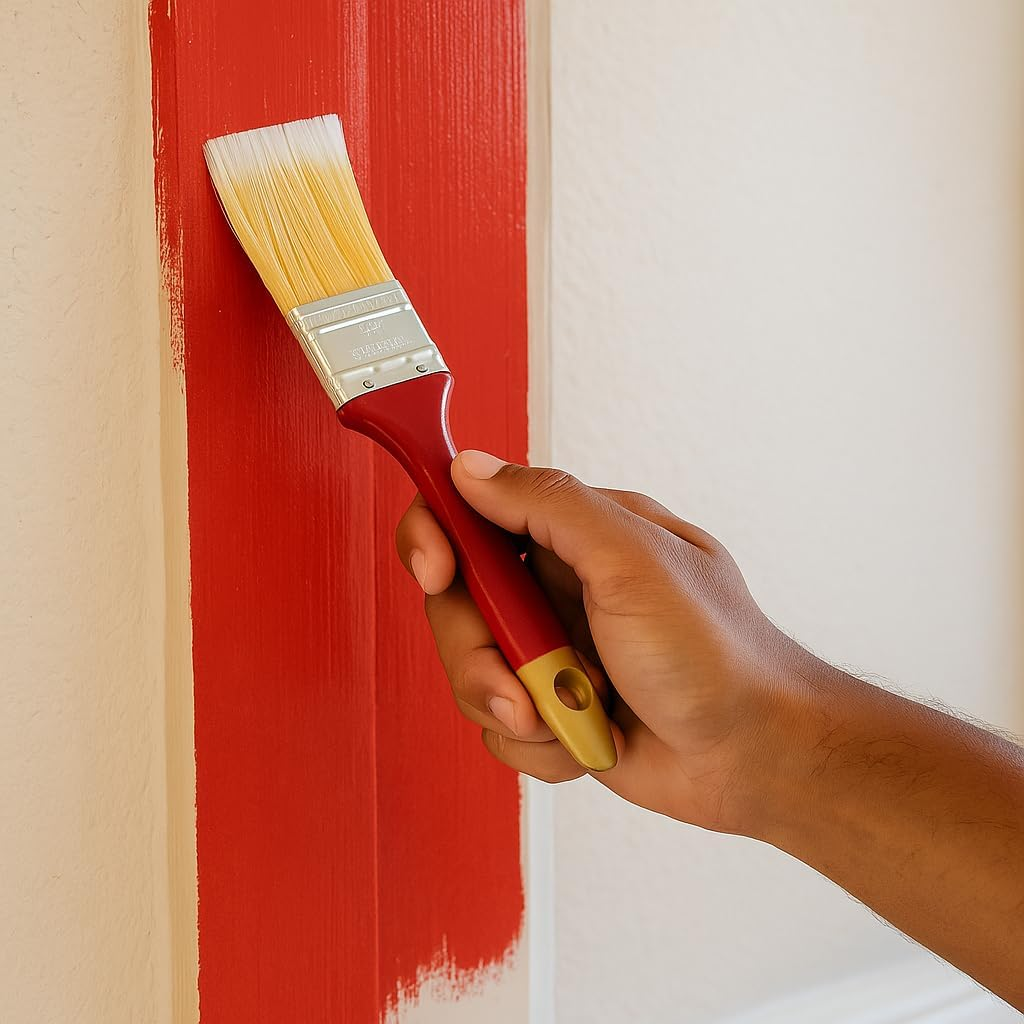 Pro 5-Piece Paint Brush Set for Art & DIY &ndash; Red Handle Flat & Angle Brushes (0.5&rdquo; to 2.5&rdquo;) for Acrylic, Oil, Latex Paint &ndash; Use on Canvas, Walls, Trim, Crafts, Furniture & Home Projects image number 5