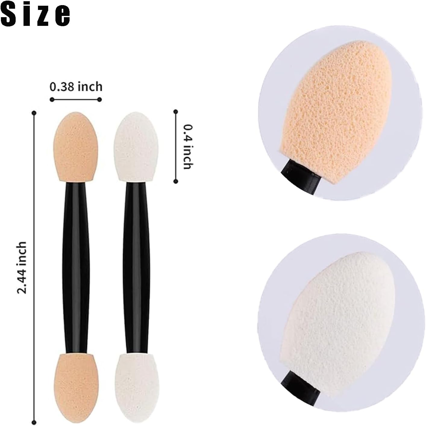 60 Disposable Eyeshadow Brush, 2.44 in Black Eyeshadow Applicators Makeup Brushes, Dual Sides Eye Shadow Applicator Sticks image number 2