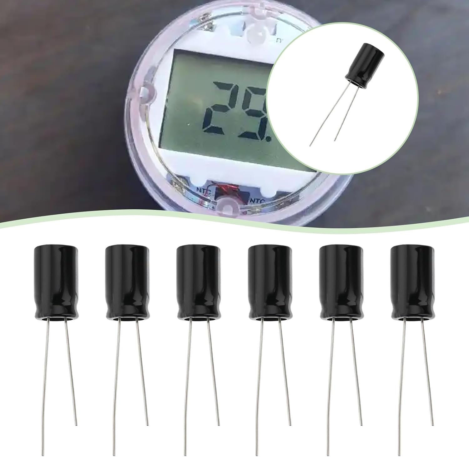 Be in Your Mind 50Pcs Electrolytic Capacitor Radial Leads Cylindrical Electrolytic Capacitor 25V 470Uf for Electronics Household Appliances 8X12Mm Black image number 6