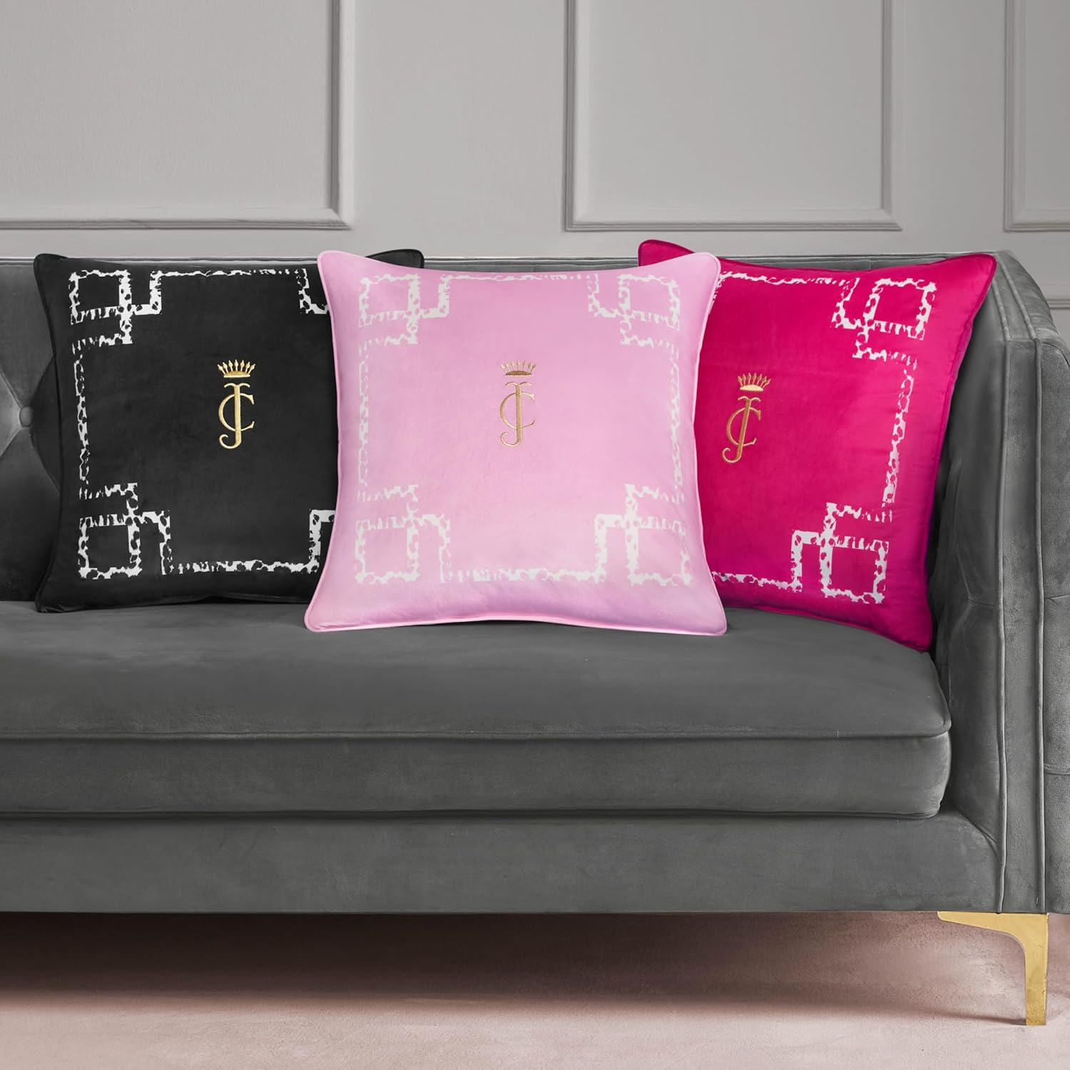 Juicy Couture Decorative Accent Throw-Pillows, 20"X20", Lattice Rose Pink image number 5