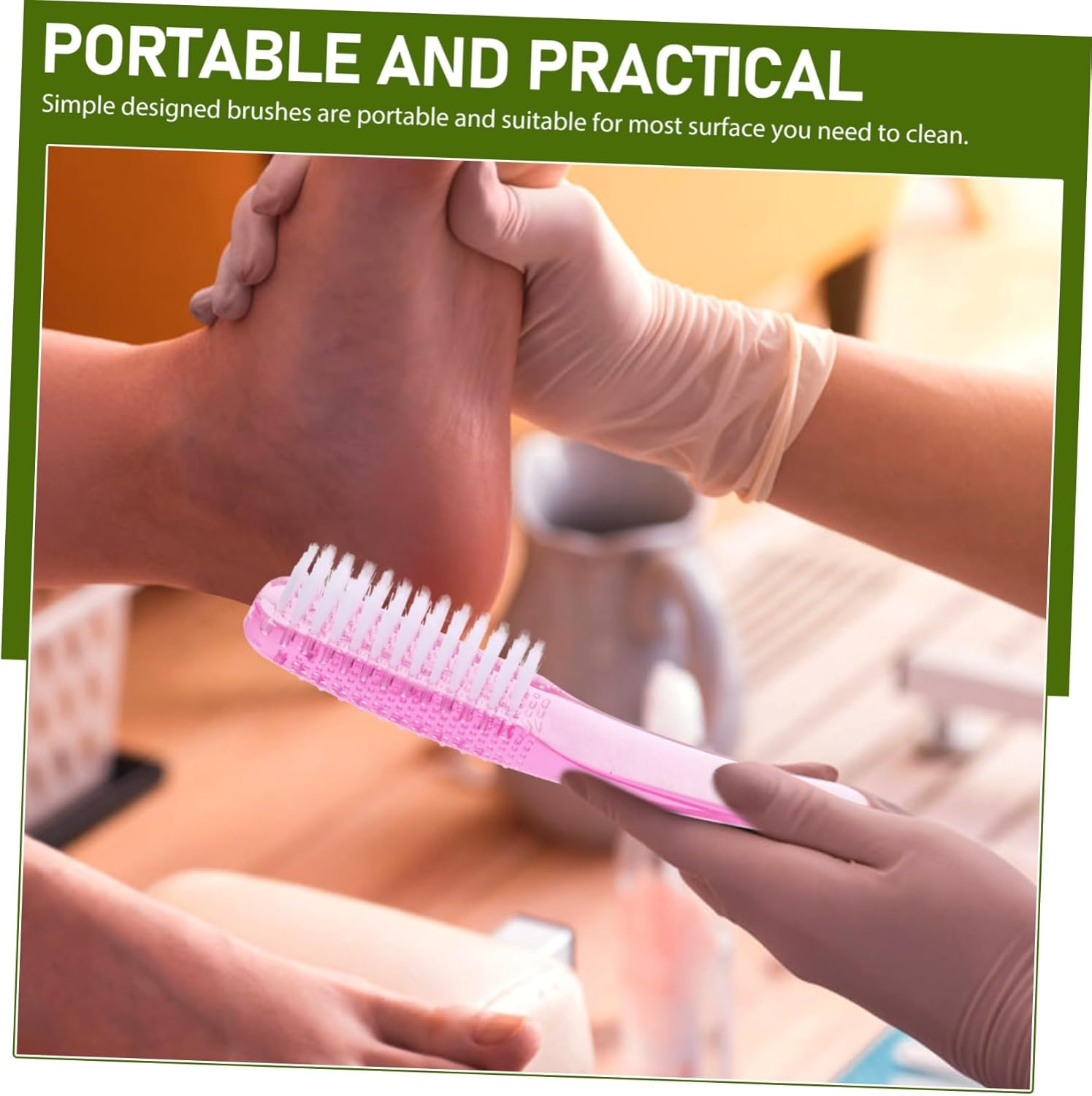 2Pcs Handle Grip Nail Brush for Manicure Nail Dust Cleaning with Dense Skin Friendly Bristles Accessory image number 3