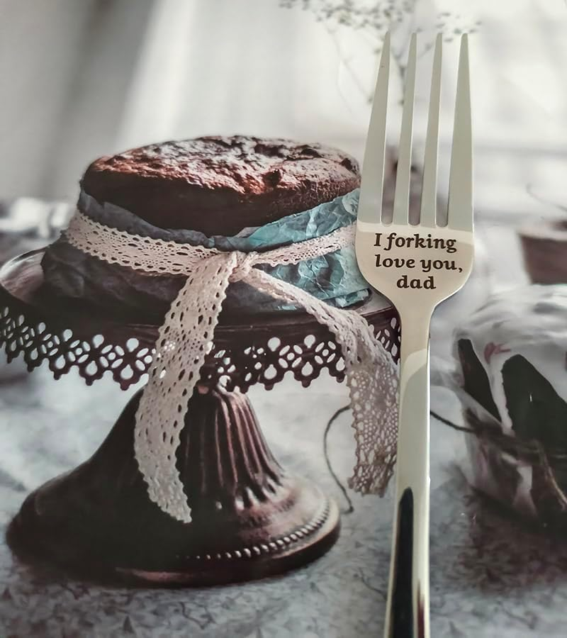 RFTWXHPN Dad Gifts Forks from Daughter Son I Forking Love You Dad Fork for Dad Christmas Birthday Gifts for Daddy Dad Dinner Fork Gifts for Father Daddy Stainless Steel Salad Forks image number 1