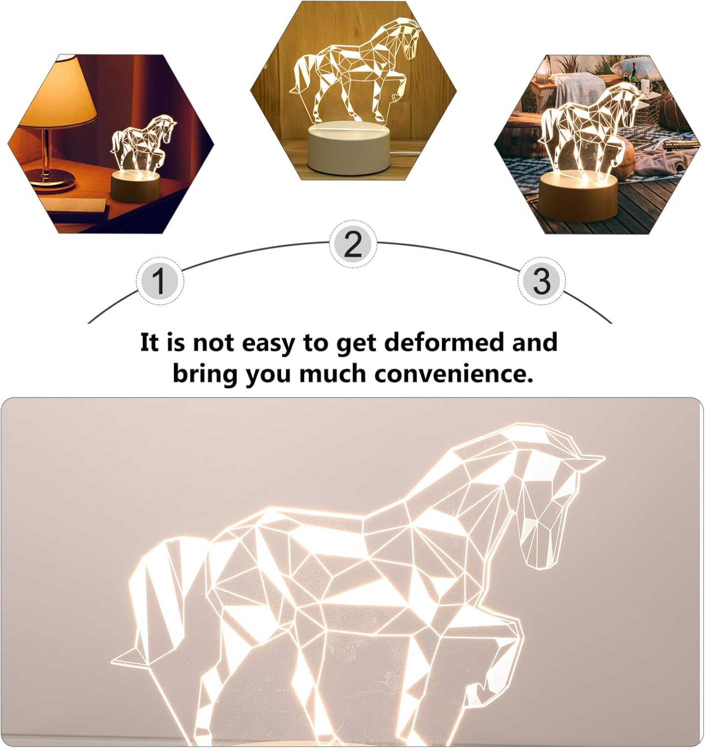 TOVINANNA LED Night Light, Sign Horse Shape Bedside Table Lamp, Dimmable, 3D Animal Shape Night Light USB Rechargable Lamp, Portable, Color Changing RGB for Kids, Bedroom image number 5